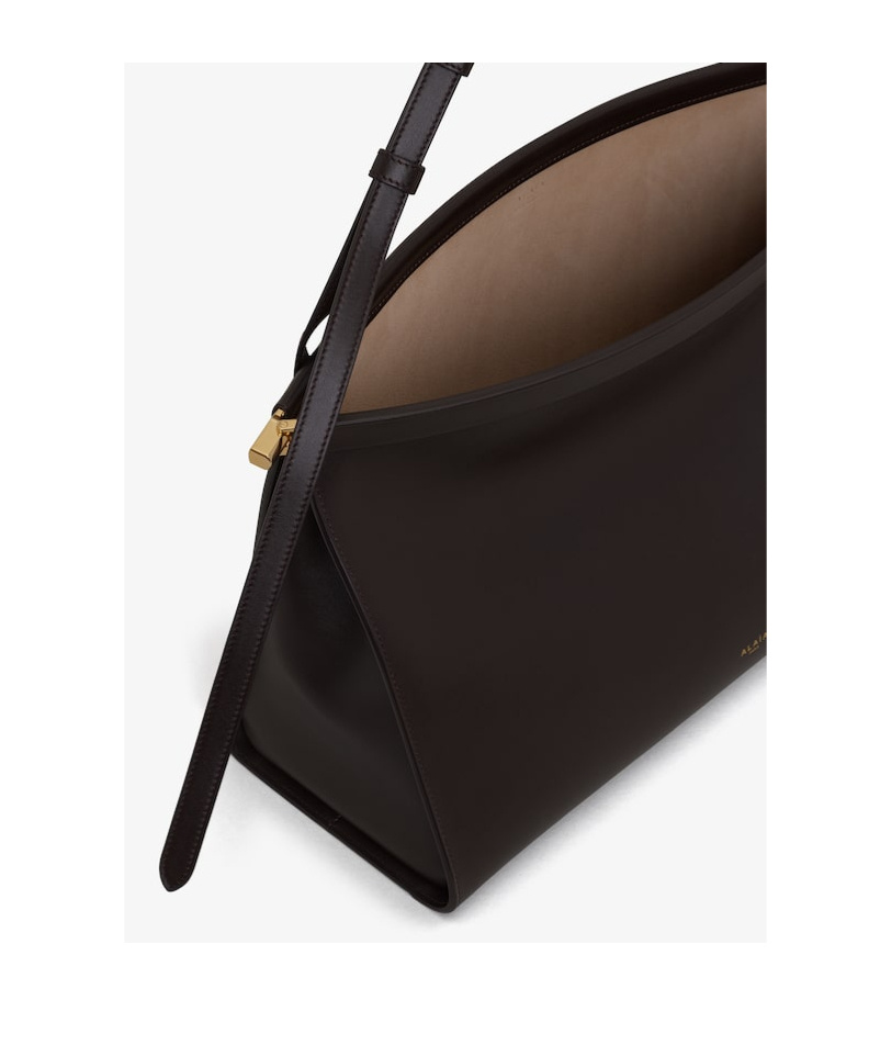 Alaïa Le Click East West Large Bag In Leather In Dark Brown