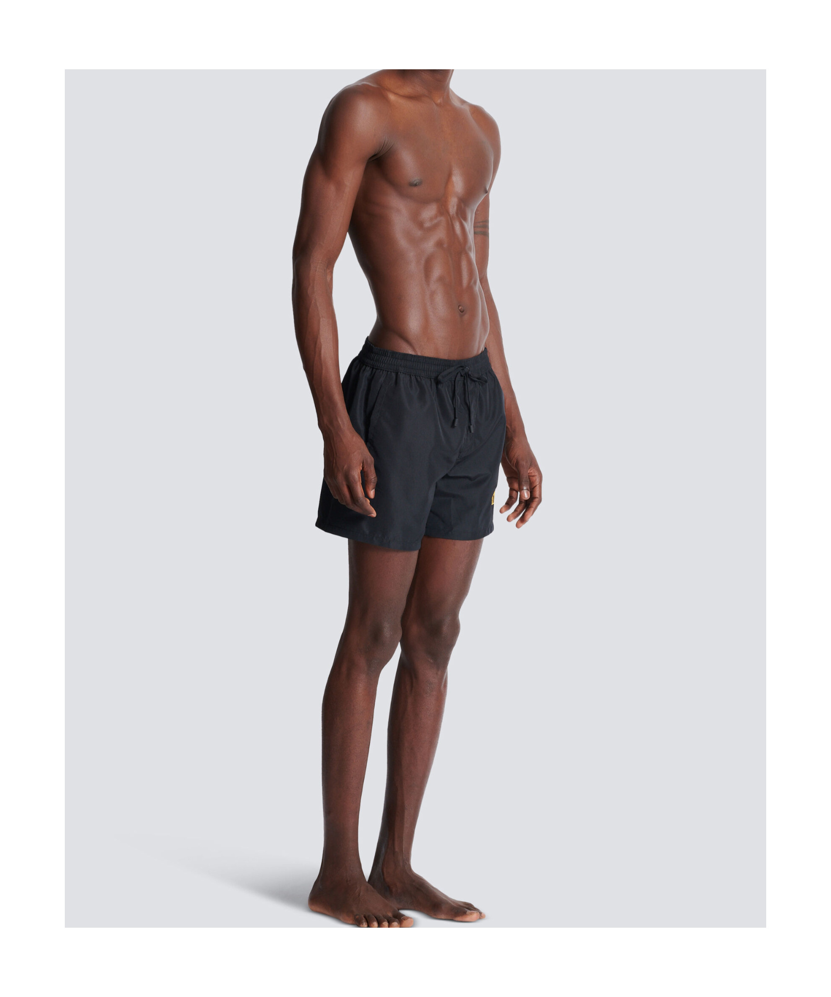 Shop Balmain Logo Swim Shorts In Black