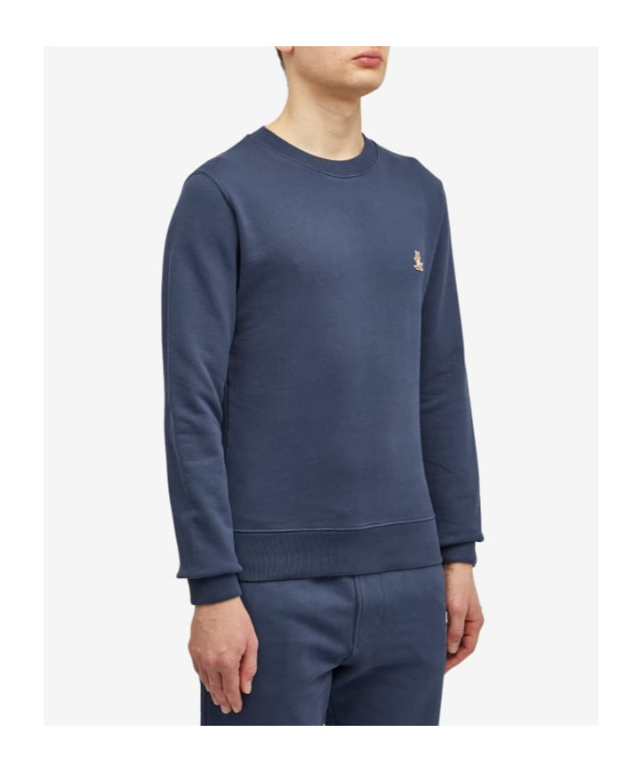 Shop Maison Kitsuné Chillax Fox Patch Crewneck Sweatshirt In Blue