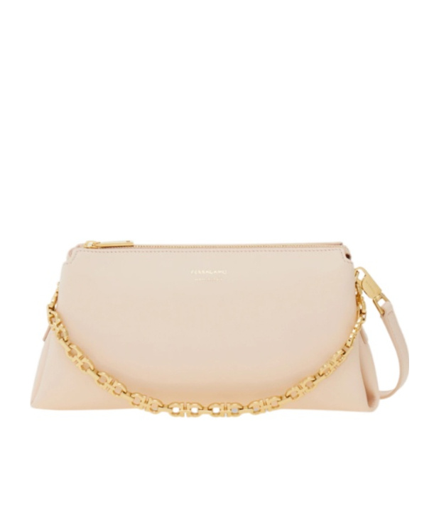 Ferragamo Embossed Logo Chain Strap Mini Bag In Pink