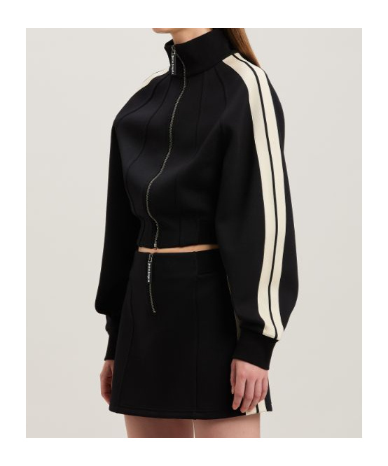 Palm Angels Zip-up Sculptural Track Jacket In Black