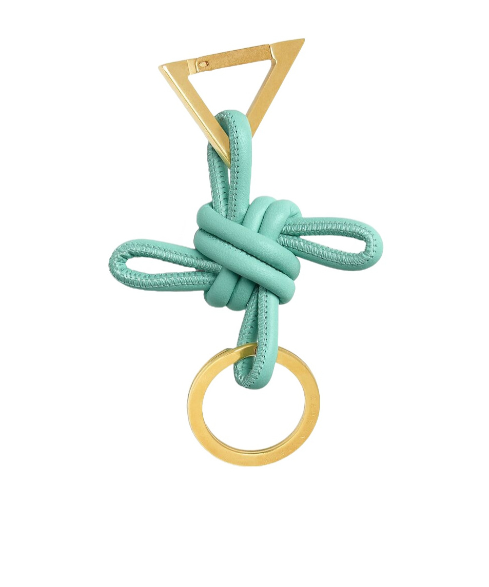 Bottega Veneta Woven Pattern Key Ring In Green