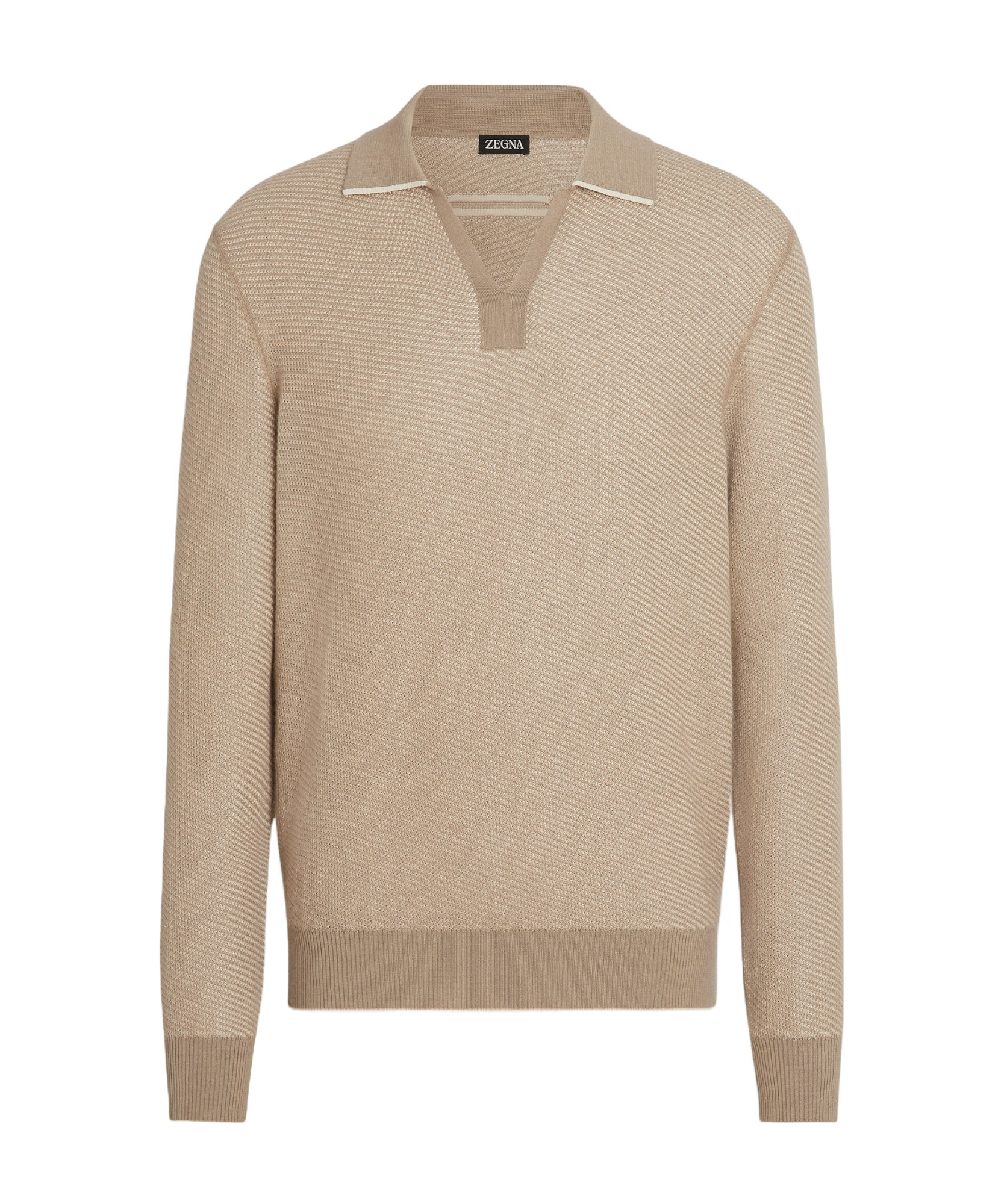 Shop Zegna Knitted Polo Shirt In Light Taupe