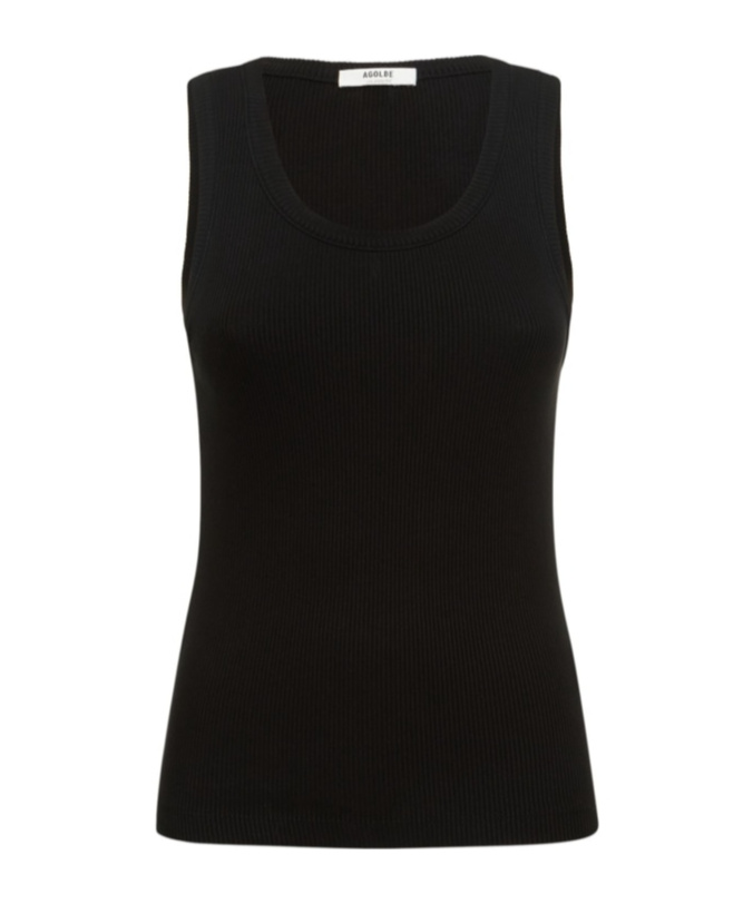 Agolde Poppy Ribbed Tank Top In Black