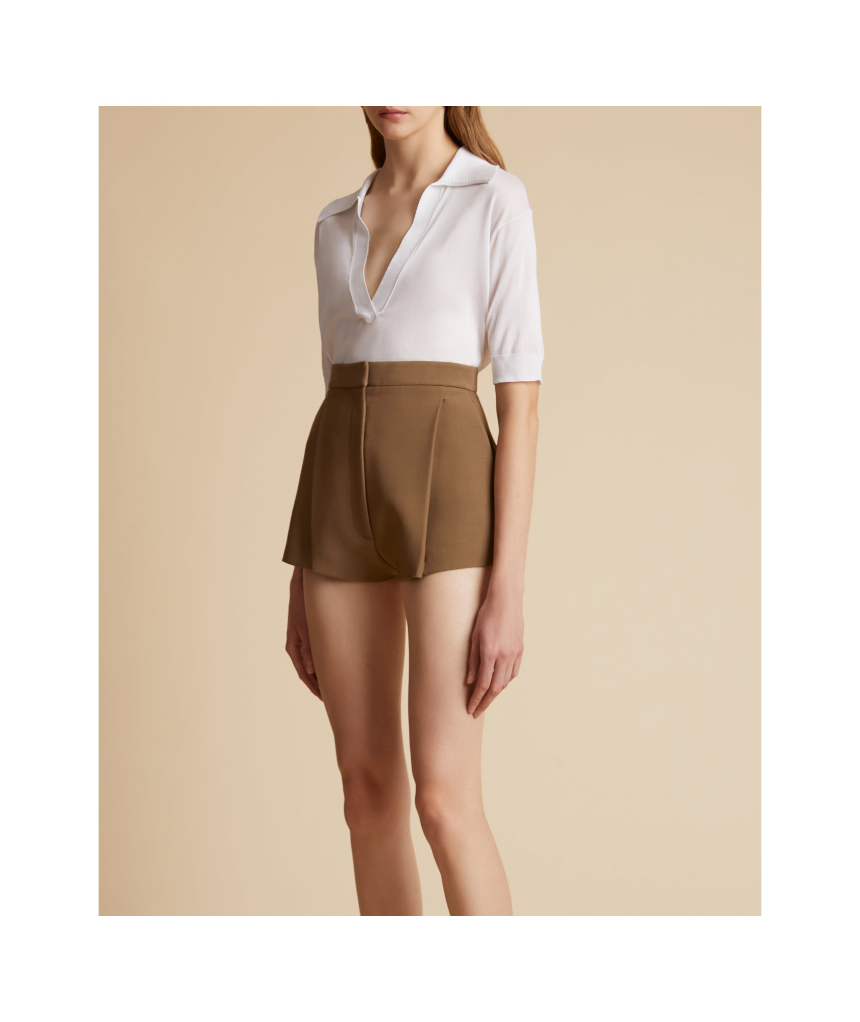 Khaite The Julita V-neck Polo Top In White