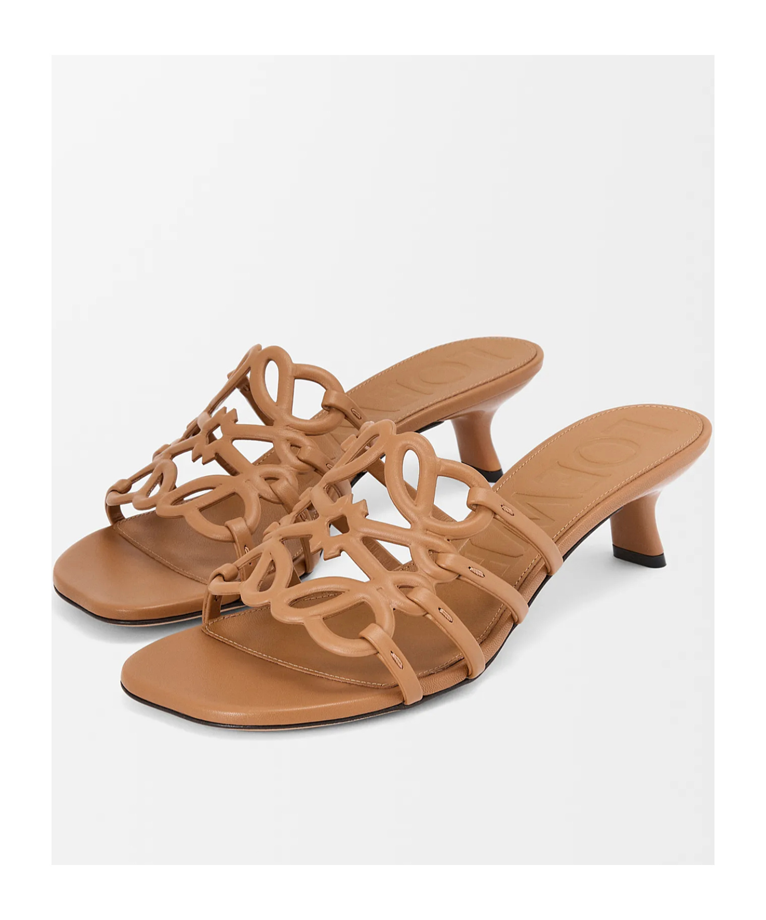 Loewe Petal Anagram Leather Caged Mule Sandals