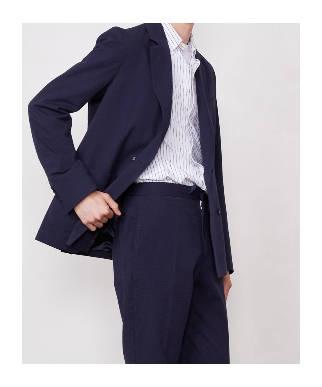 Shop Officine Generale Double Breasted Four Buttons Jacket In Dark Navy