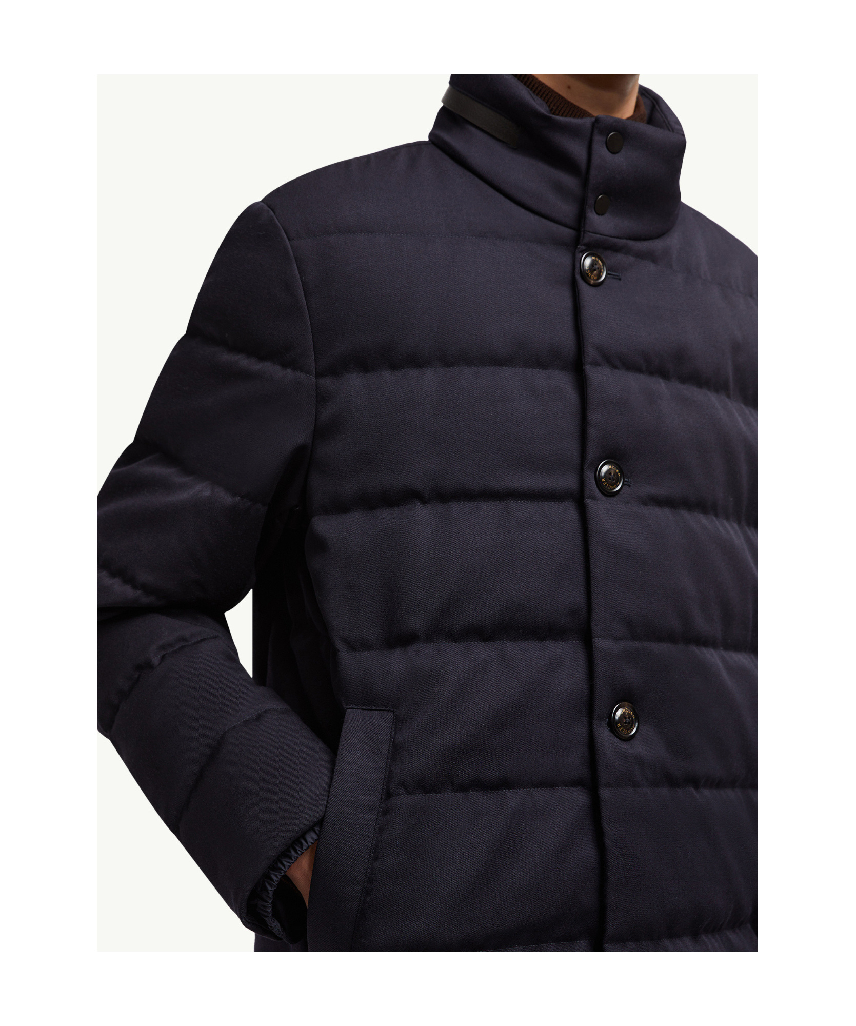 Moncler Vallonpierre Hooded Long Down Jacket In Blue