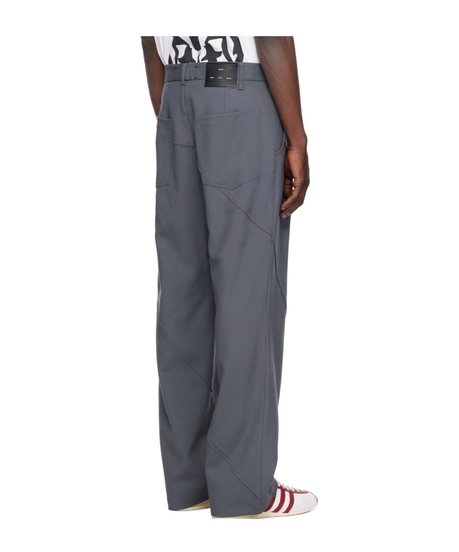 Song For The Mute Gray Slash Loose Pleated Trousers In Blue