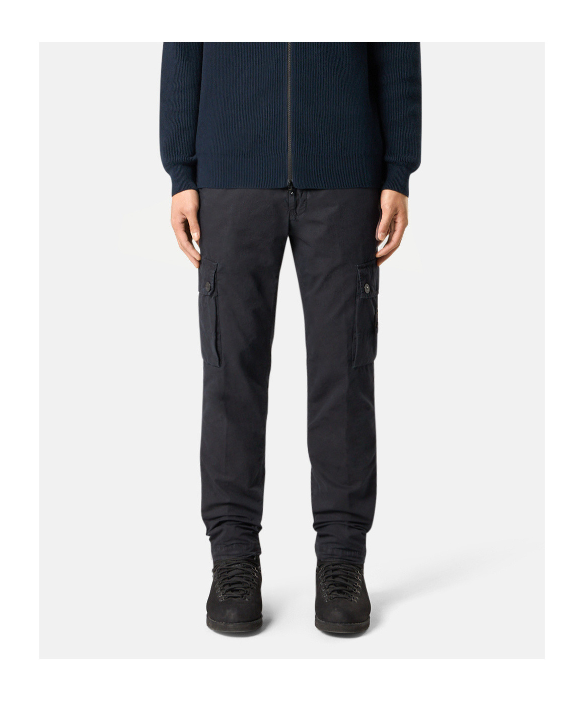 Stone Island Slim Fit Cargo Trousers With Zip Pockets In Blue