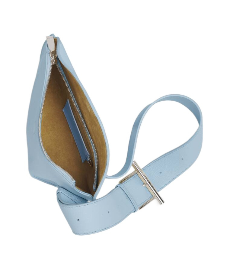 Alexander Mcqueen Leather T-bar Sling Cross-body Bag In Shirt Blue