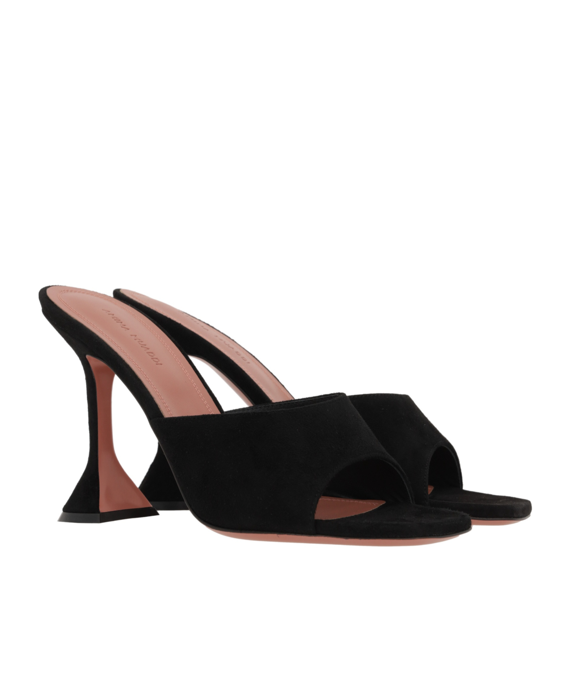 Amina Muaddi Black Slip On Heels In Black