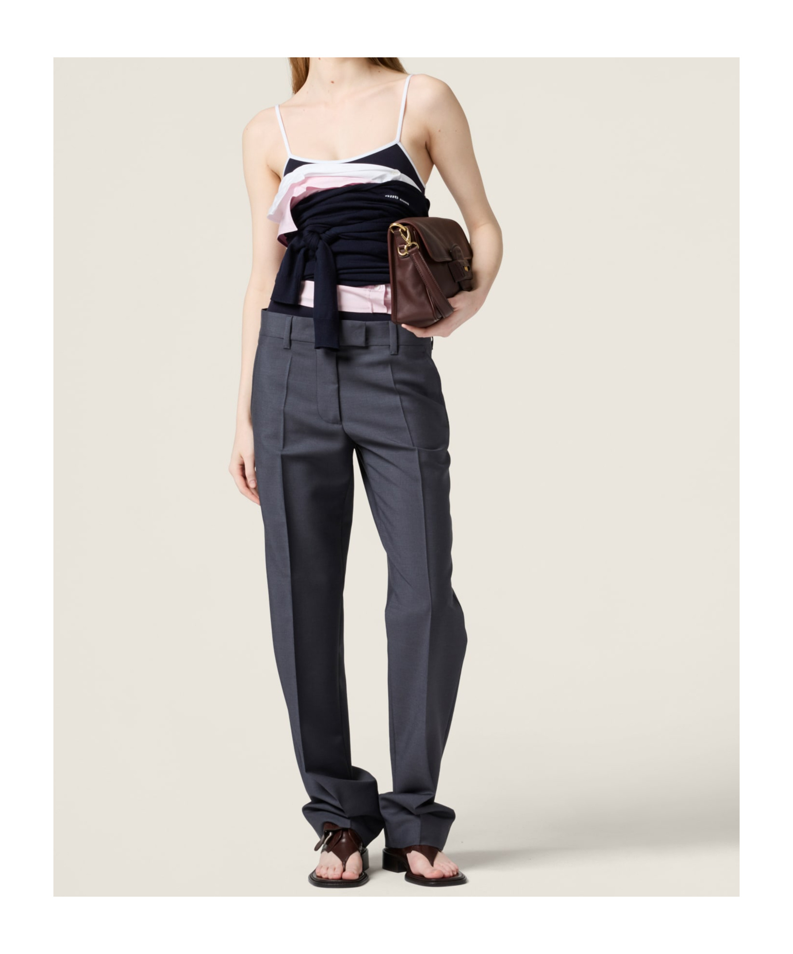 Miu Miu Pressed-crease Trousers In Black