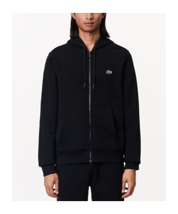 Lacoste Cotton Jogger Sweatshirt With Pouch Pocket In Black