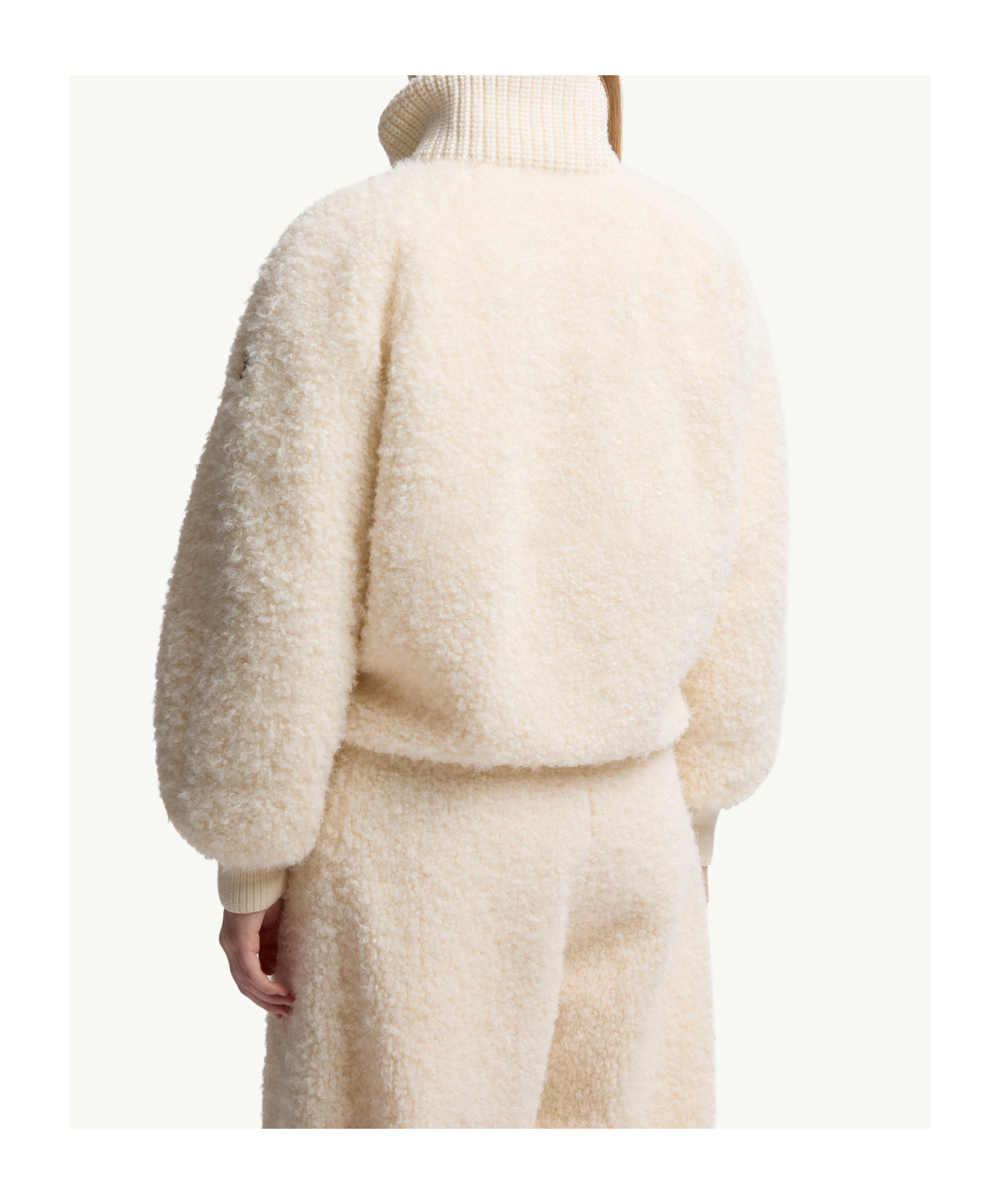 Moncler Ayles Teddy Wool Short Down Jacket In Neutral