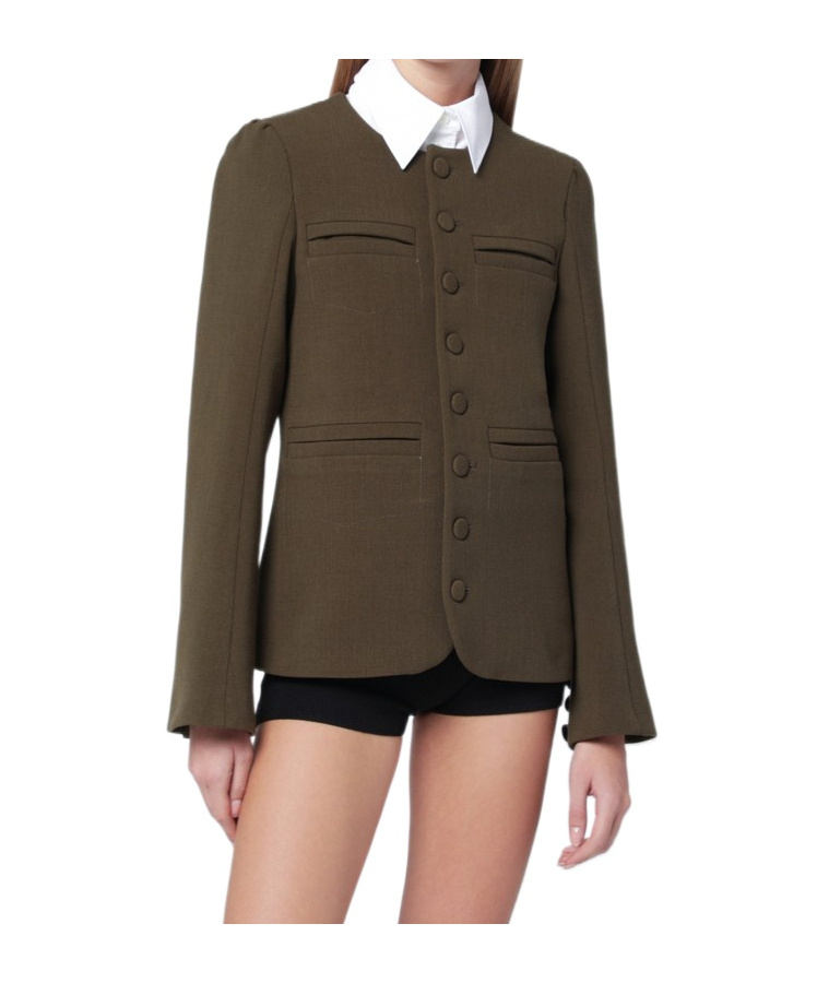 Namacheko Moss Green Wool-blend Jacket In Brown