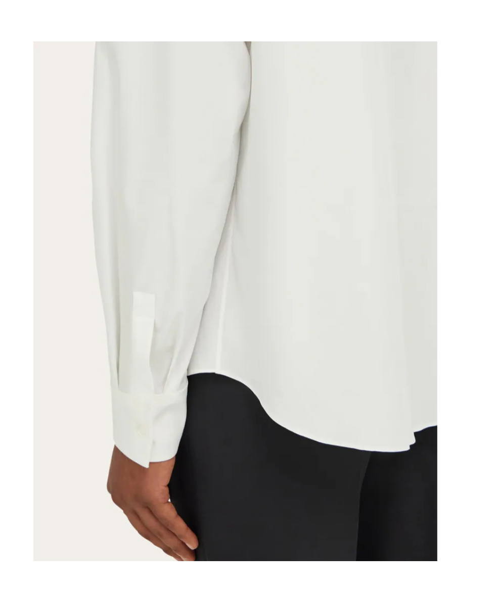 Ferragamo Shirt With Tonal Embroidered F In White