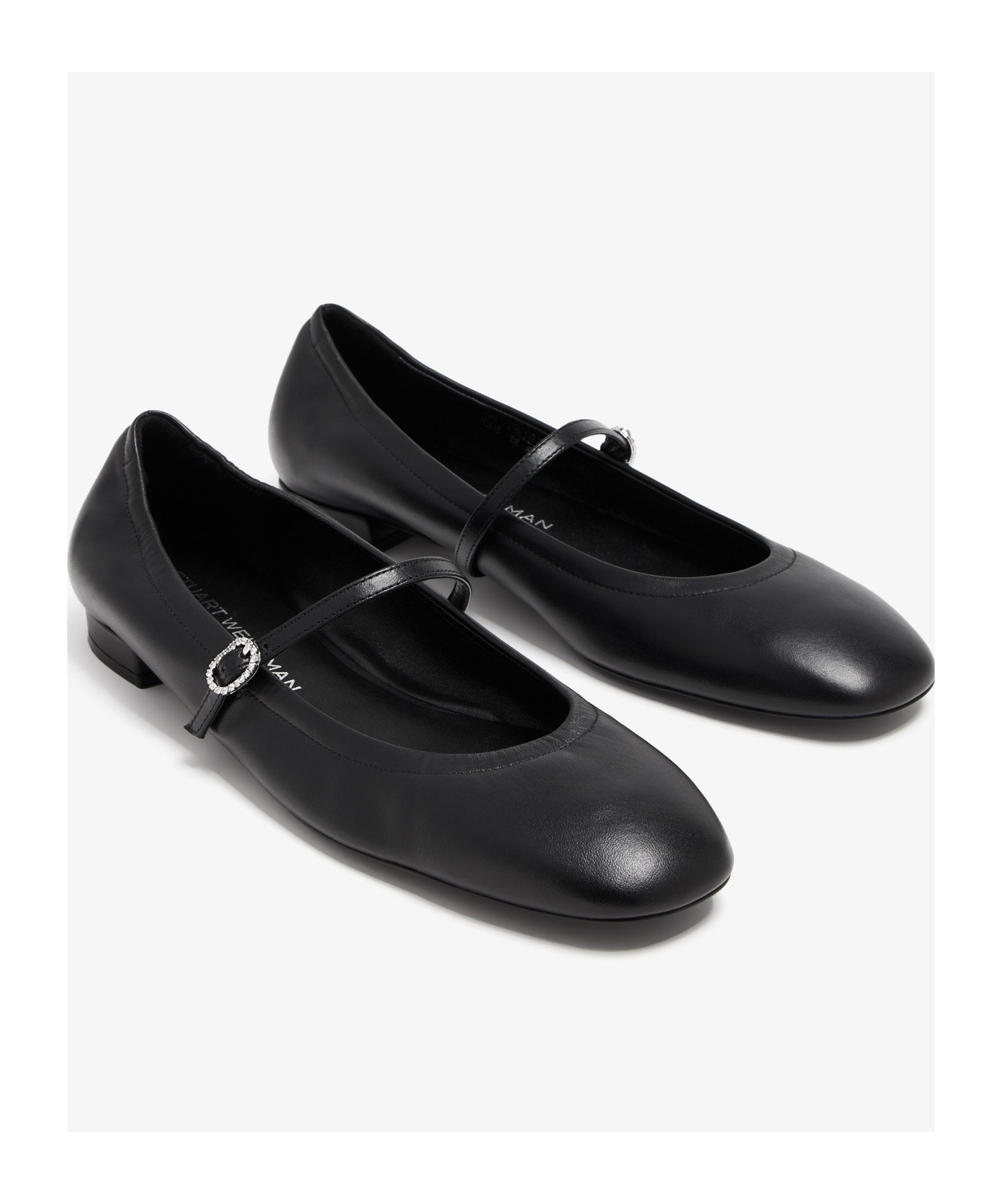 Stuart Weitzman Claris Leather Mary Jane Ballet Flats In Black