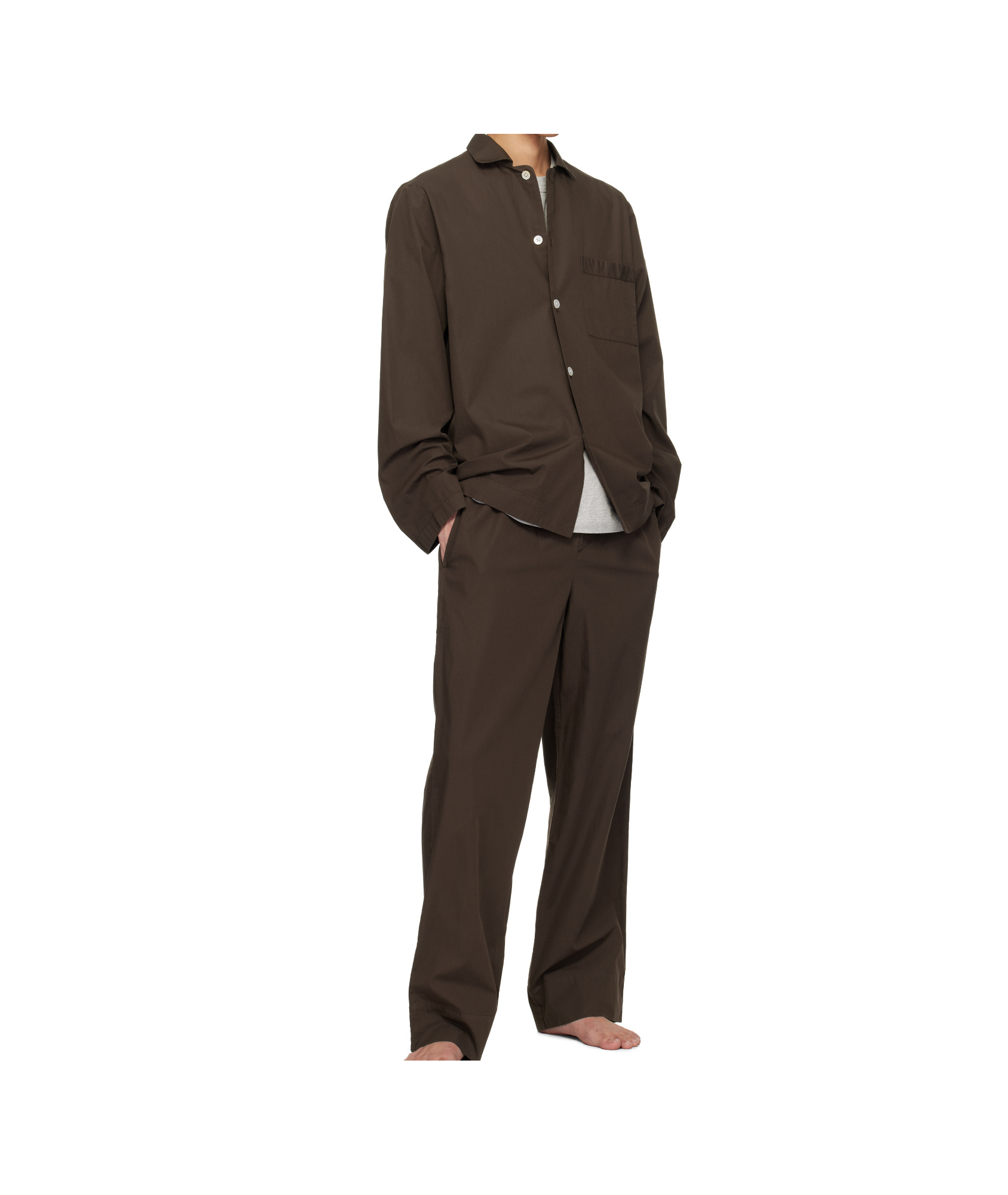 Tekla Brown Pyjama Shirt In Brown