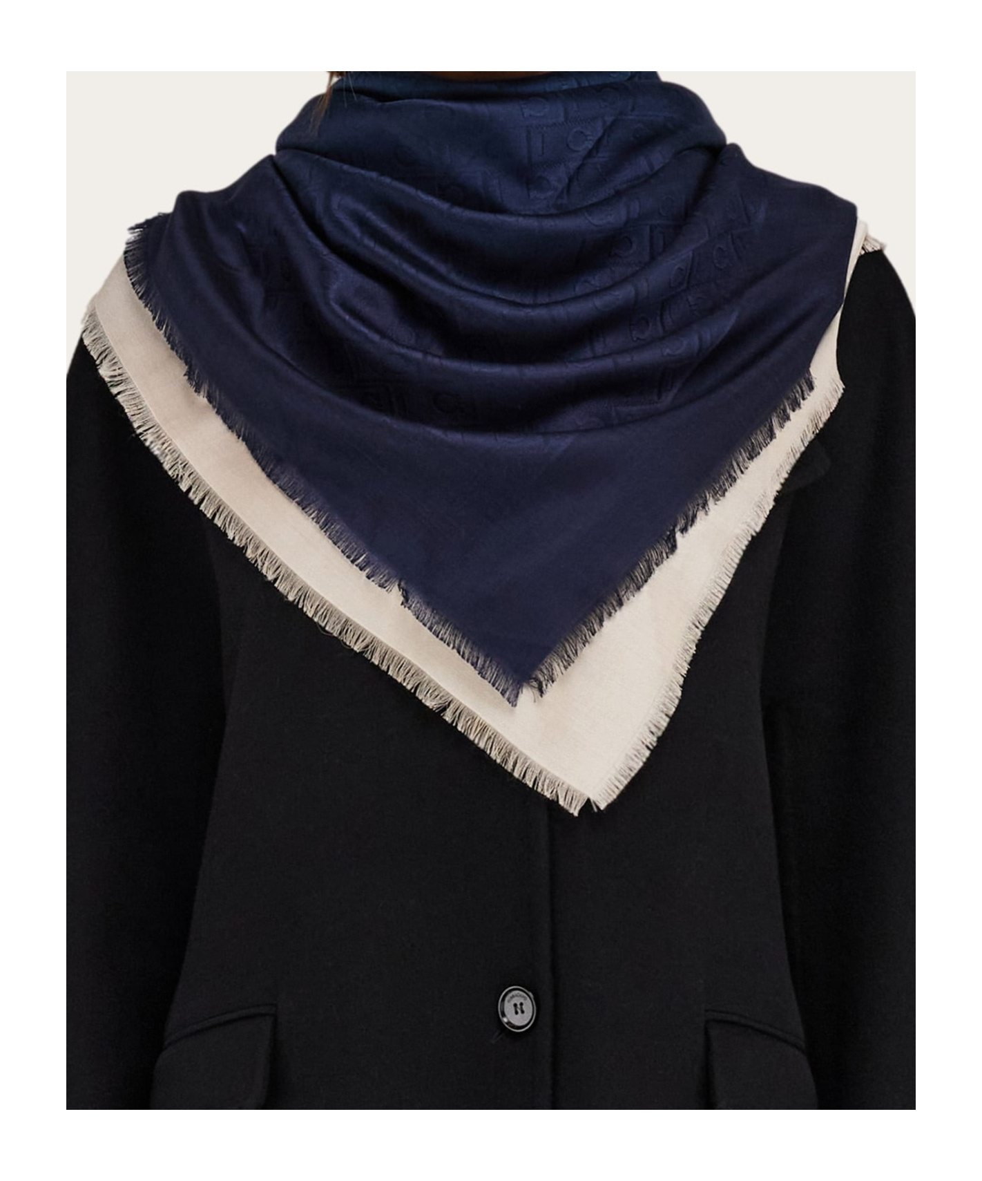 Ferragamo Monogram Silk And Wool Shawl In Blue