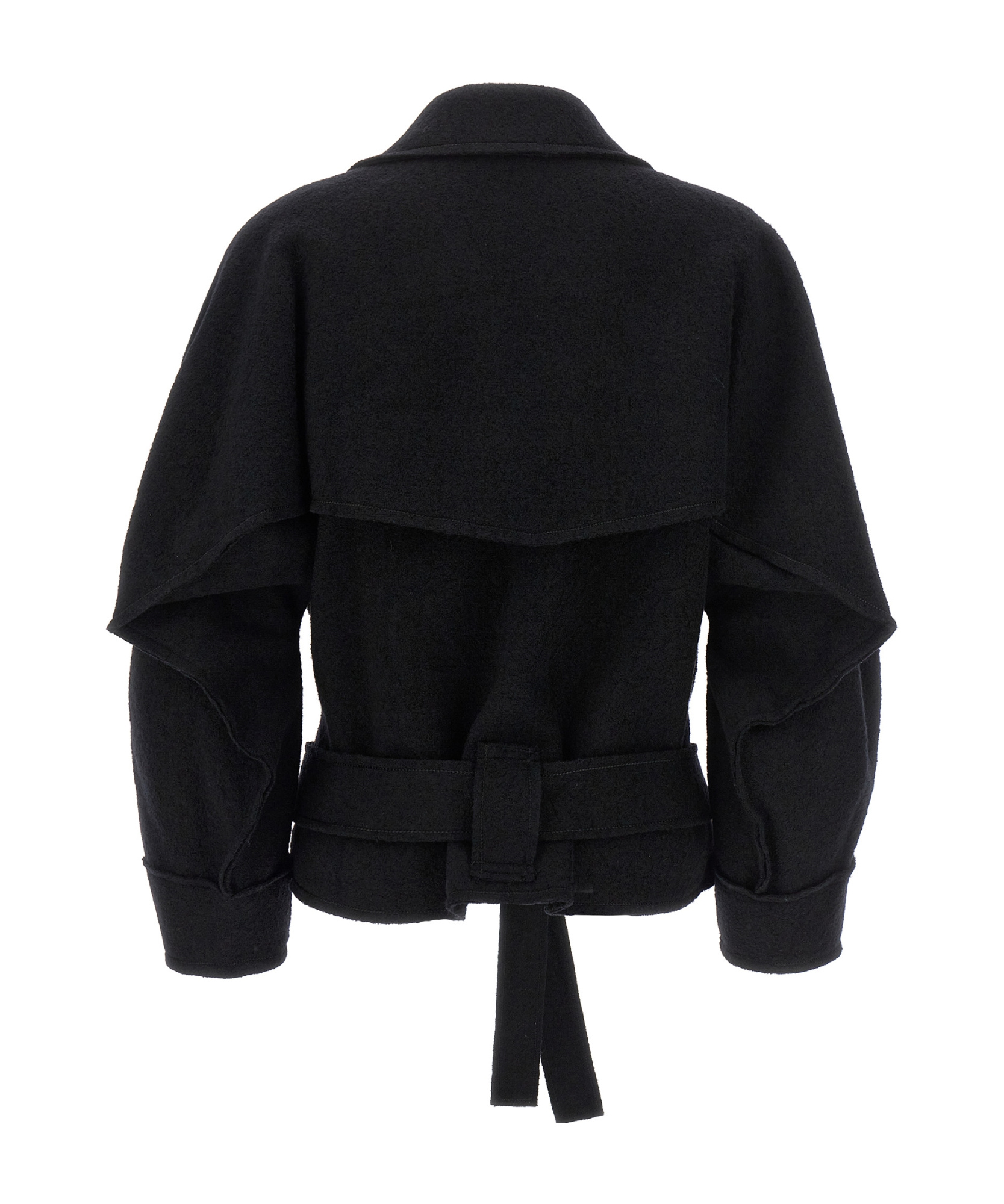 Shop Issey Miyake Out Of A Cube Cropped Coat In Black