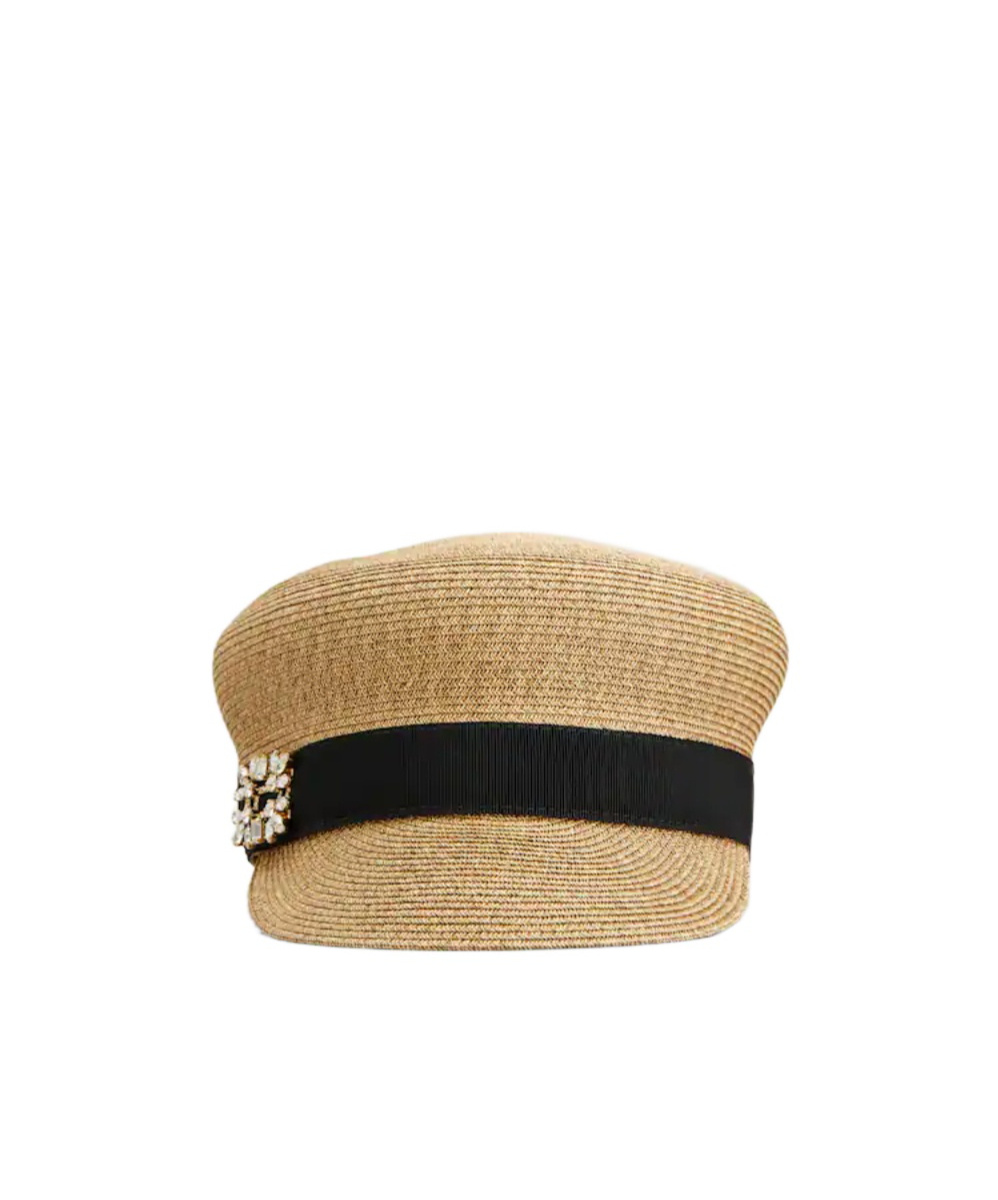 Roger Vivier Broche Vivier Sailor Hat In Raffia In Brown