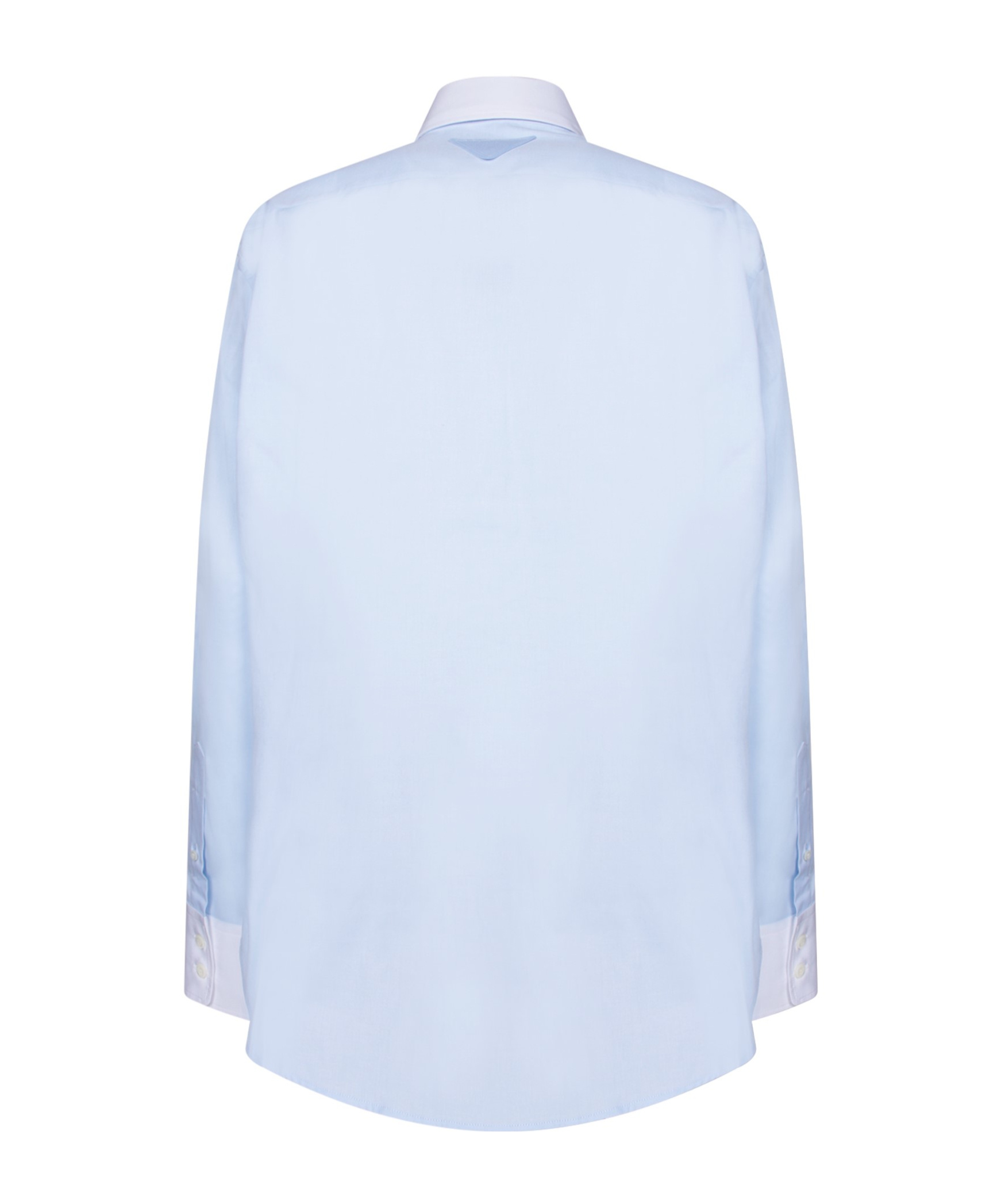 Prada Logo-embroidered Button-up Shirt In Blue