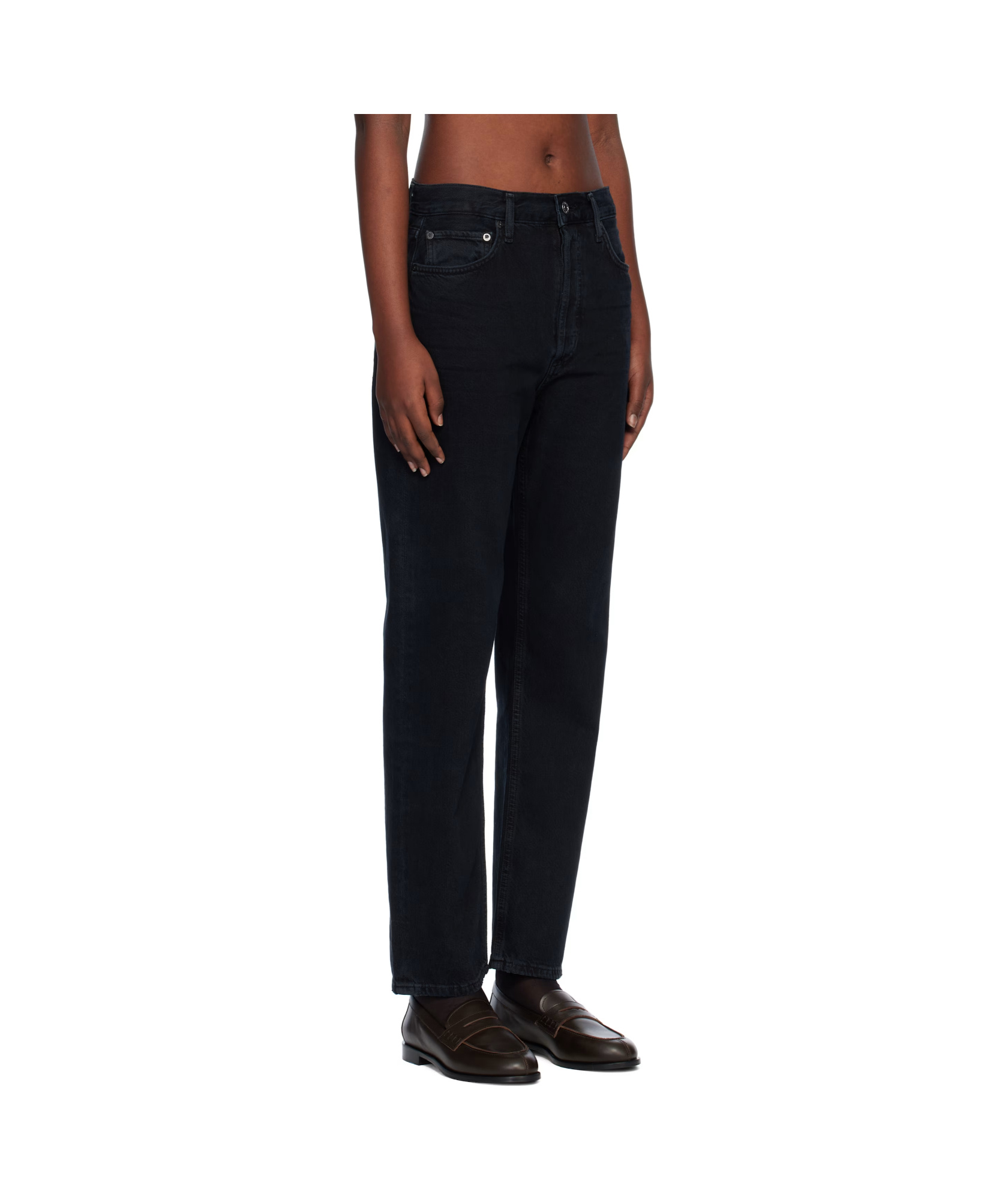 Agolde High Waist Straight Jeans In Black