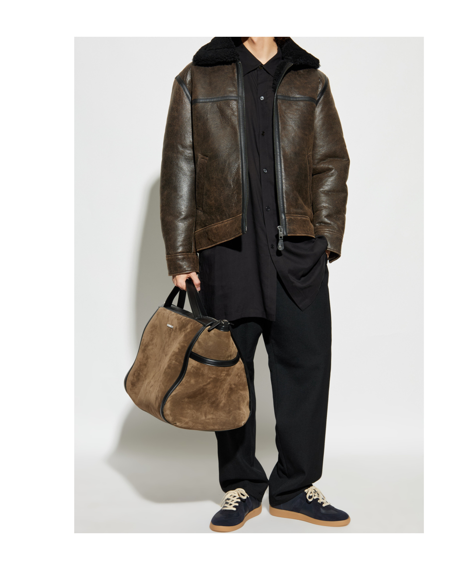 Samsoe & Samsoe Zippered Long-sleeved Leather Jacket In Green