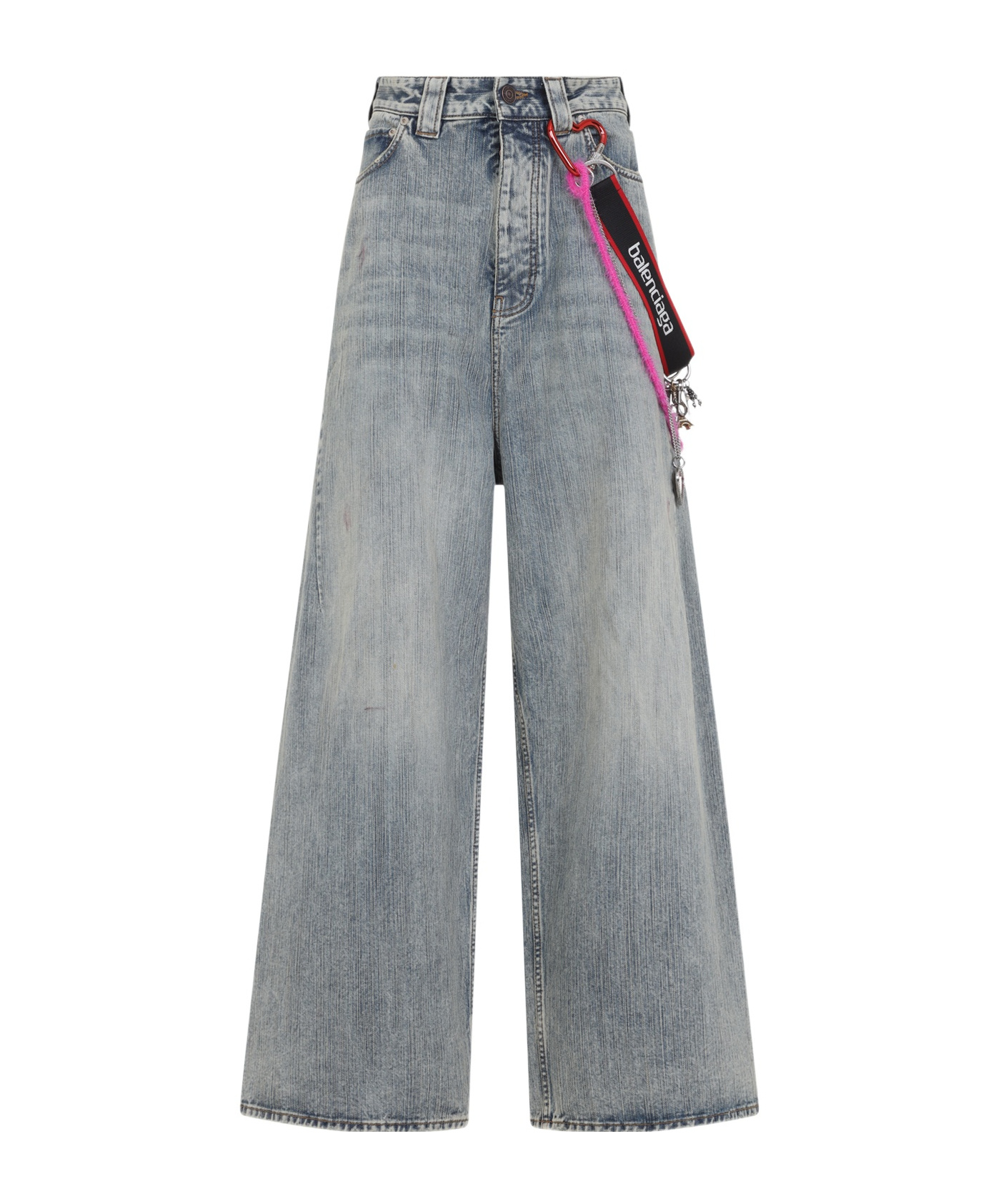Balenciaga Wide-leg High Waist Jeans With Unique Accessory Chain