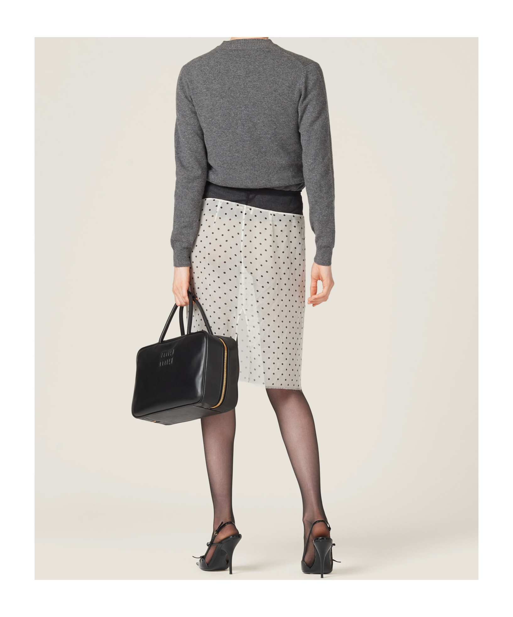 Miu Miu Cashmere Logo Cardigan In Gray