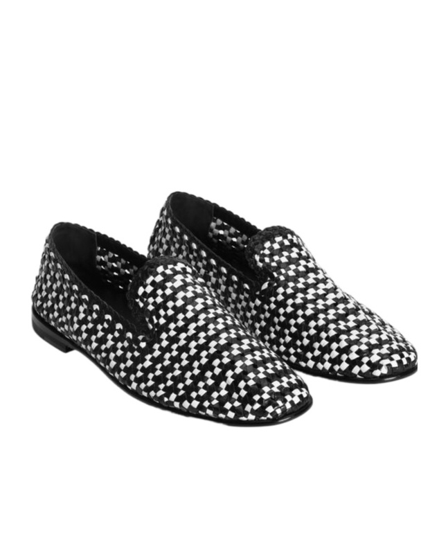 Dolce & Gabbana Formale Woven Leather Loafers In Black