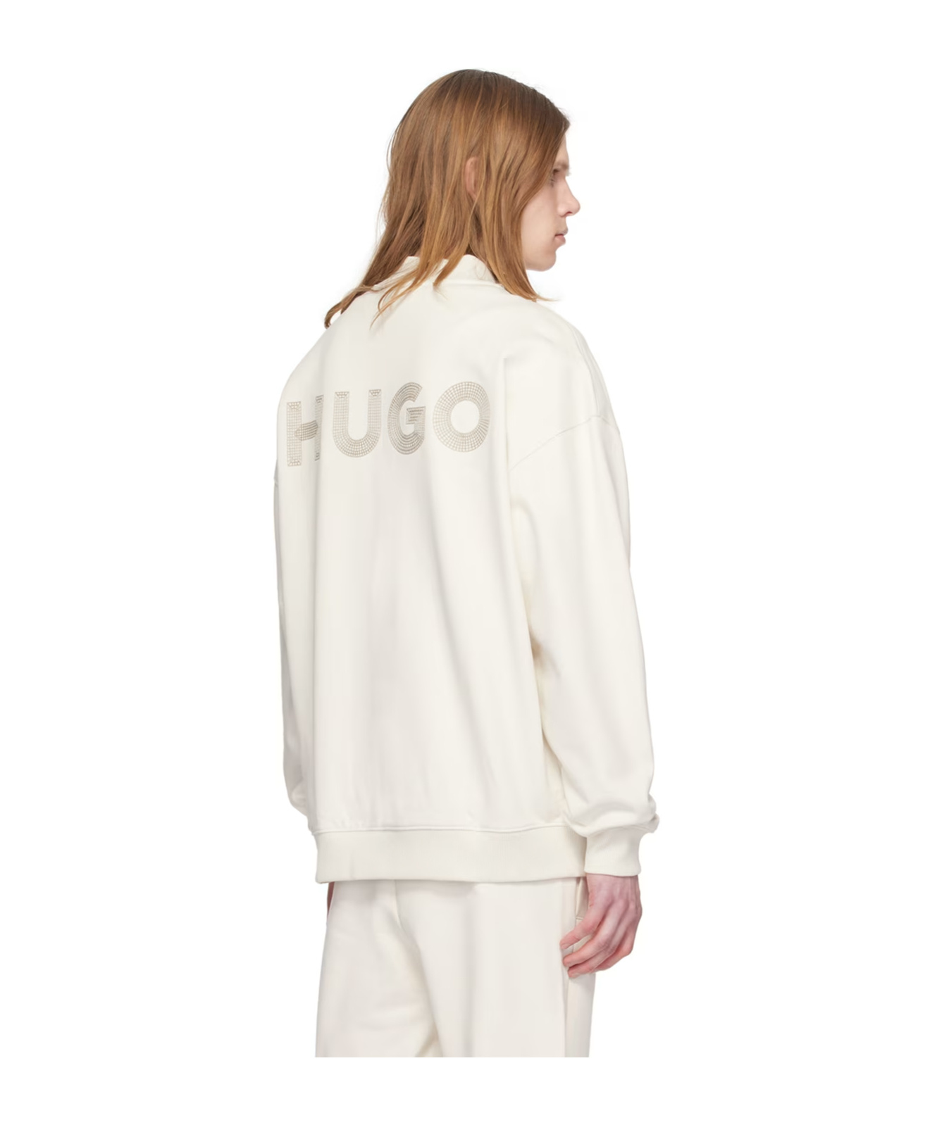 Hugo Boss Zip-up Cotton Cardigan In White