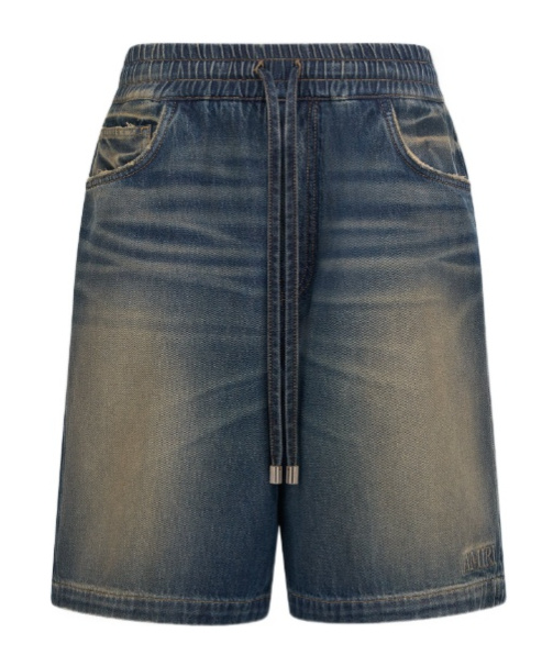 Amiri Drawstring Denim Shorts In Blue