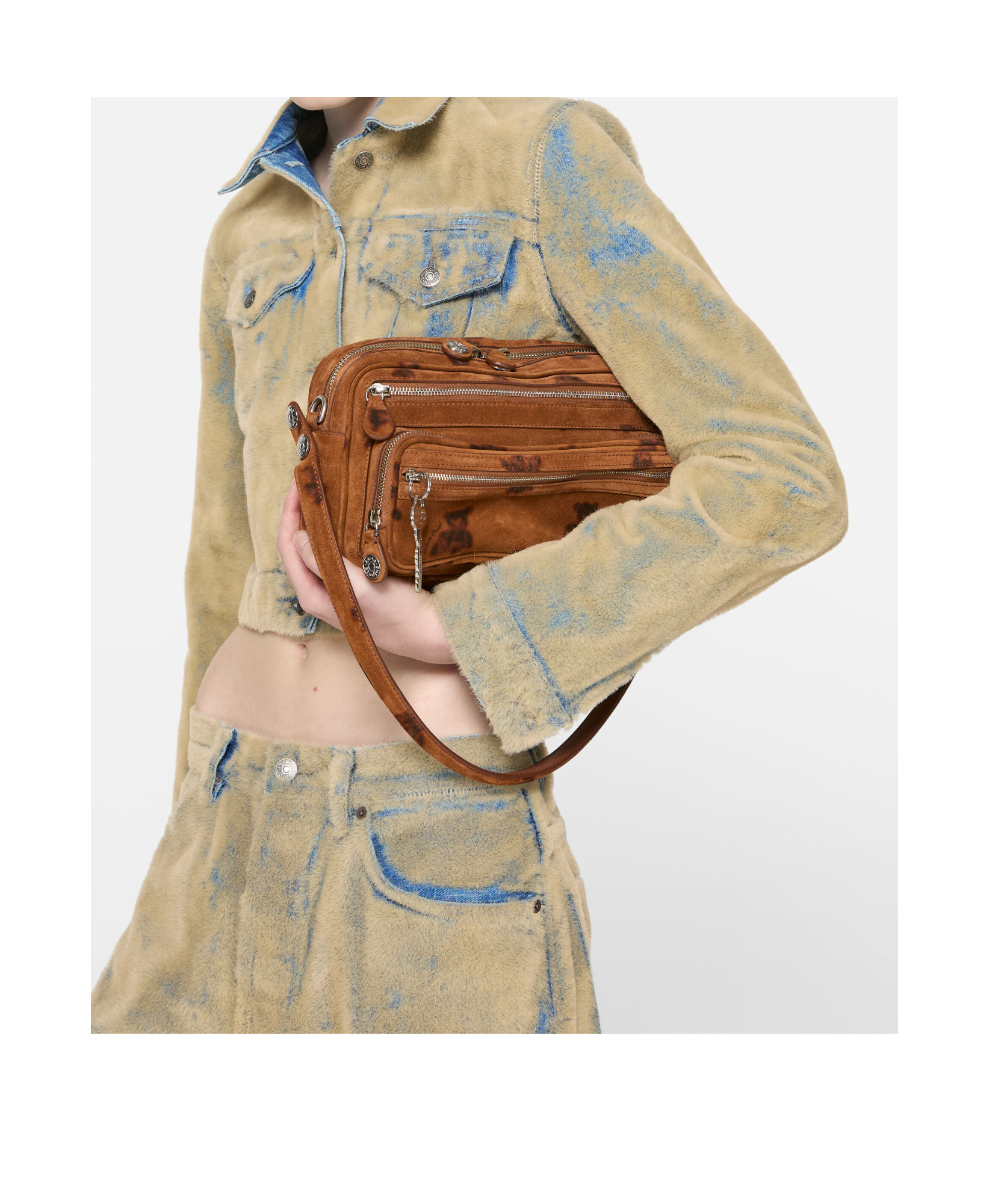 Acne Studios Textured Denim Jacket In Brown