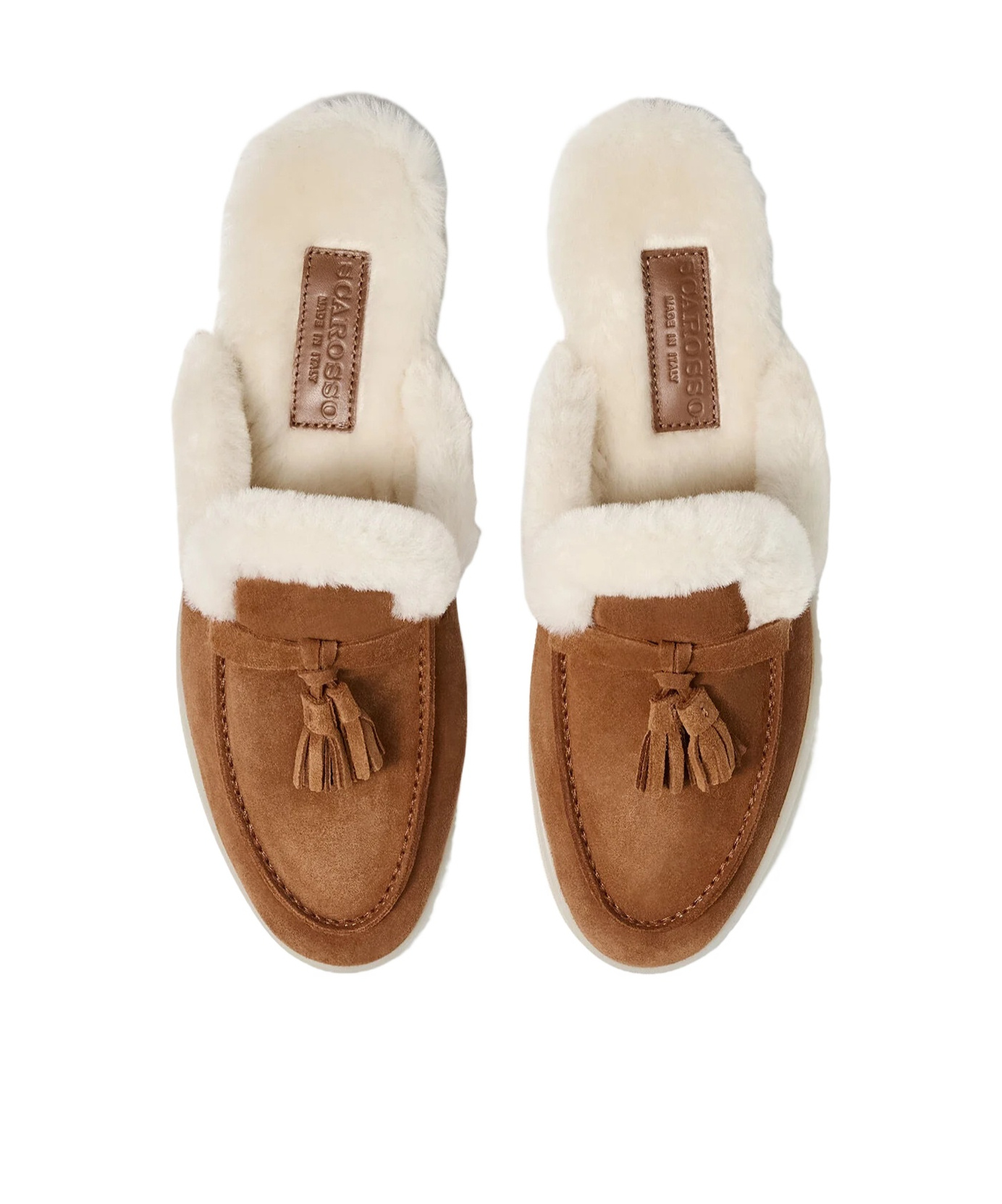 Scarosso Lucrezia Shearling Slip-on Mules In Burgundy