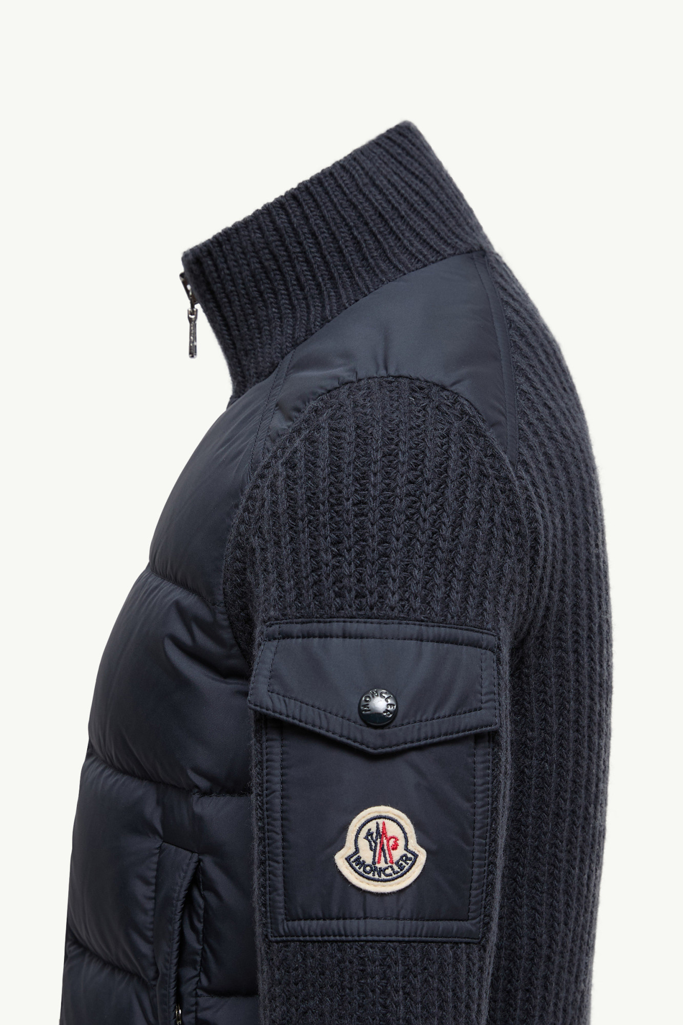 Moncler Padded Wool Zip-up Cardigan In Blue