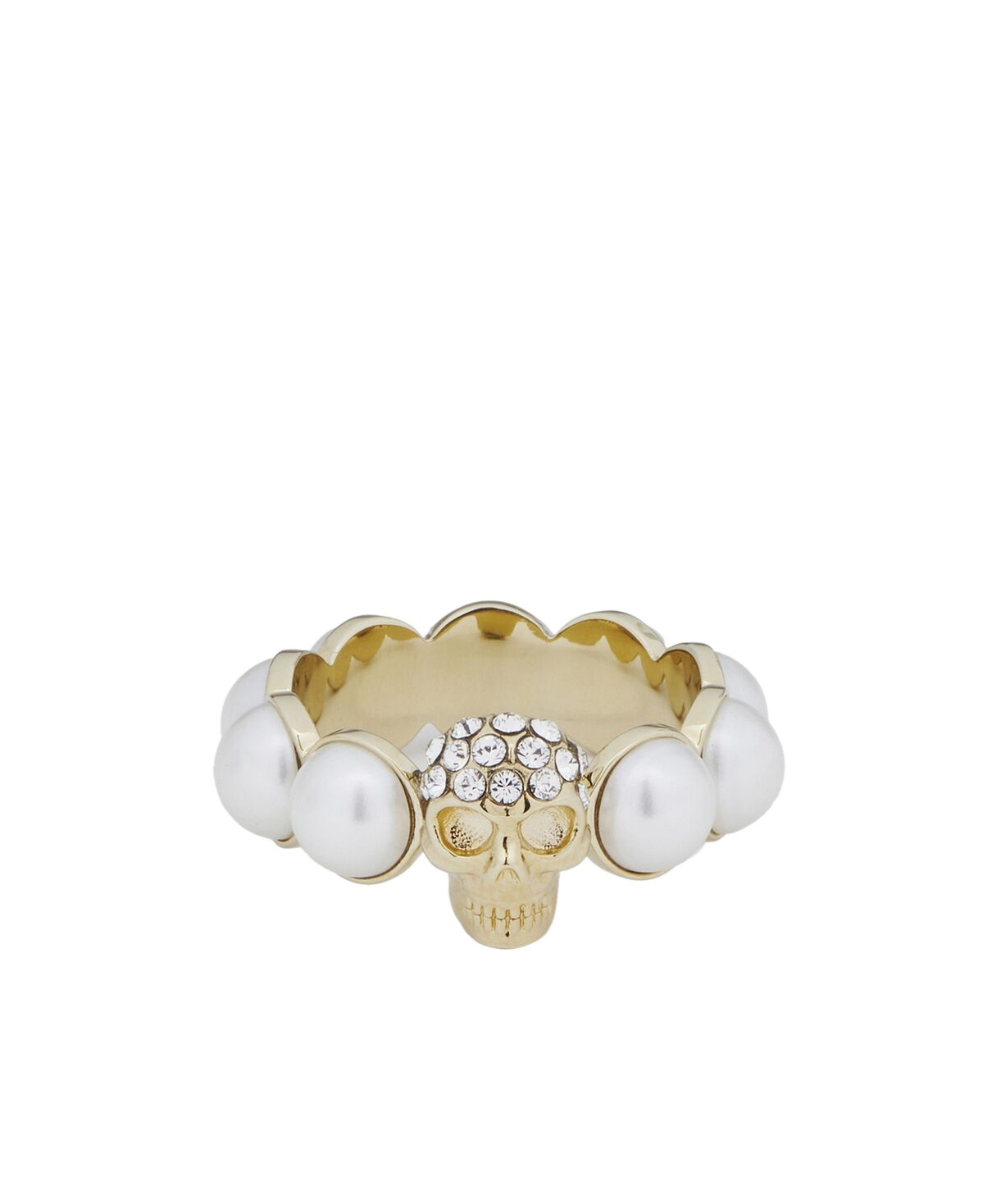 Alexander Mcqueen Ring With Shimmering Crystals In Gold