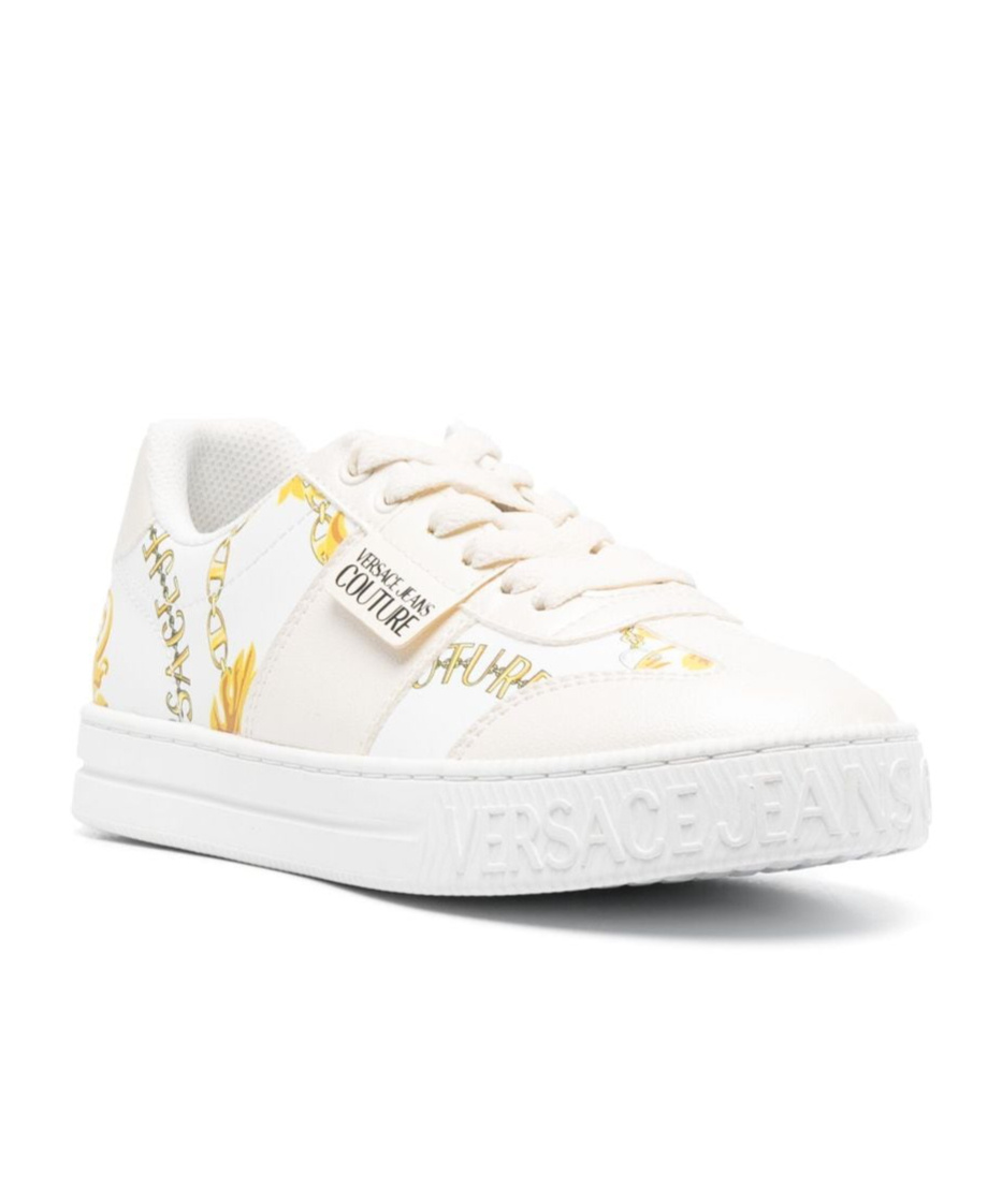 Versace Jeans Logo-patch Round-toe Sneakers In White