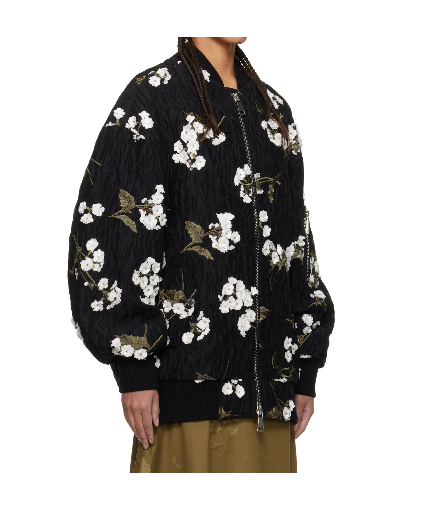ERDEM FLORAL-APPLIQUÉ BOMBER JACKET