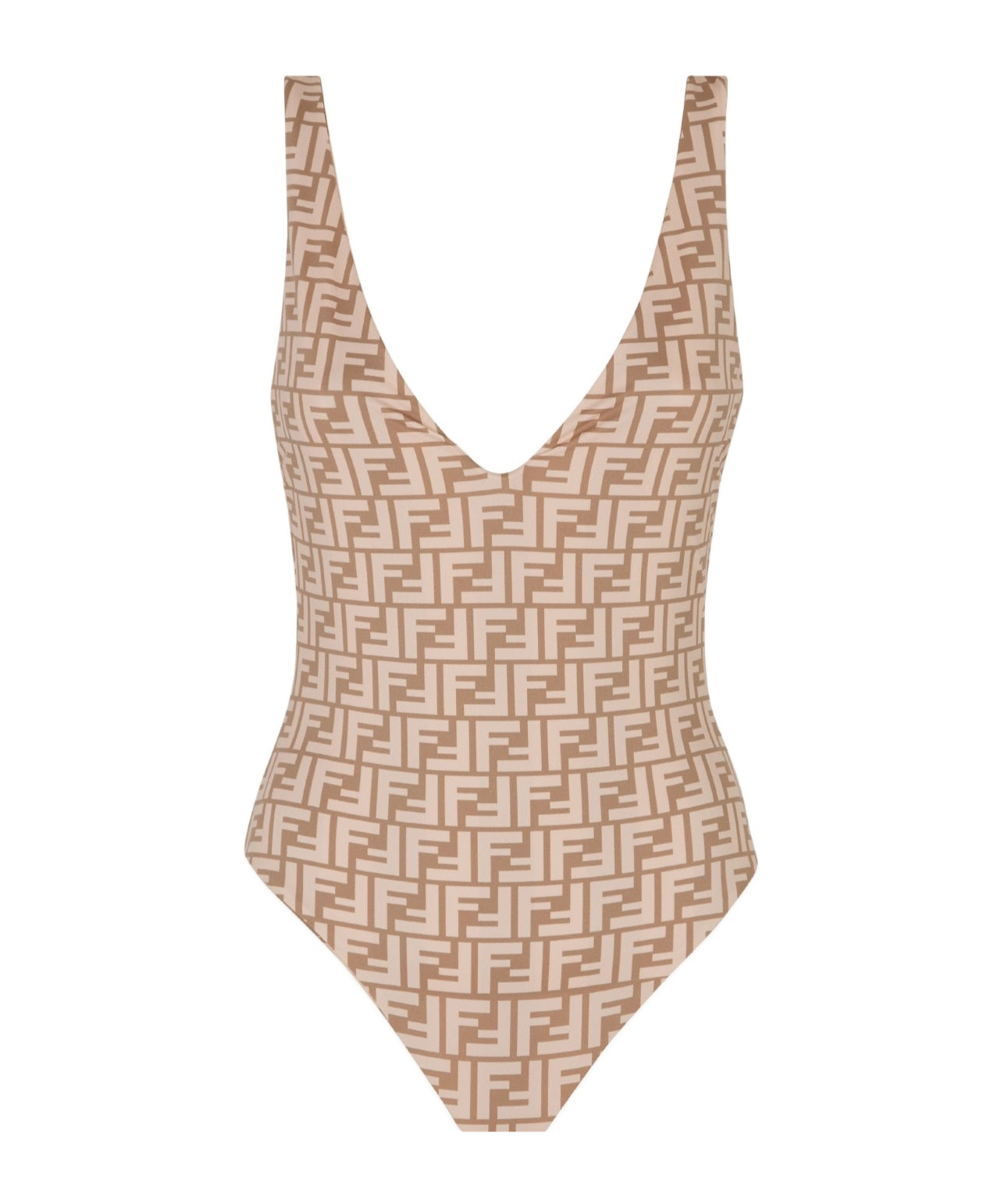 Fendi Reversible Lycra Swimsuit In Nude