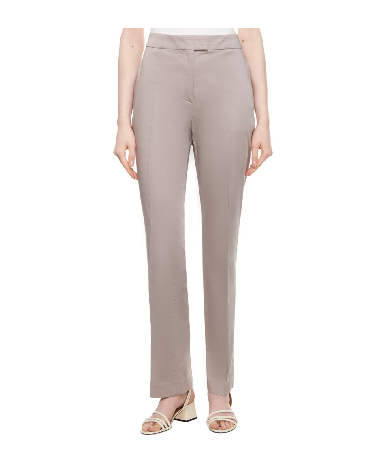 Hugo Boss Slim-fit Satin Trousers In Nude