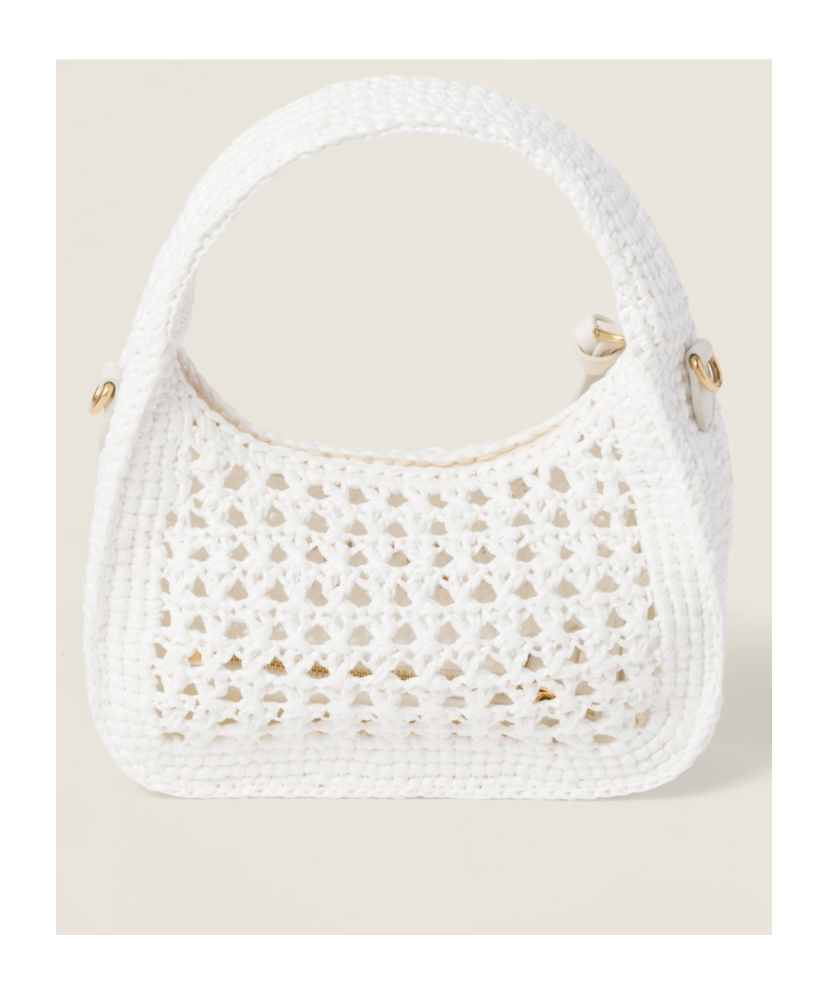 Miu Miu Wander Woven Fabric Hobo Bag In White