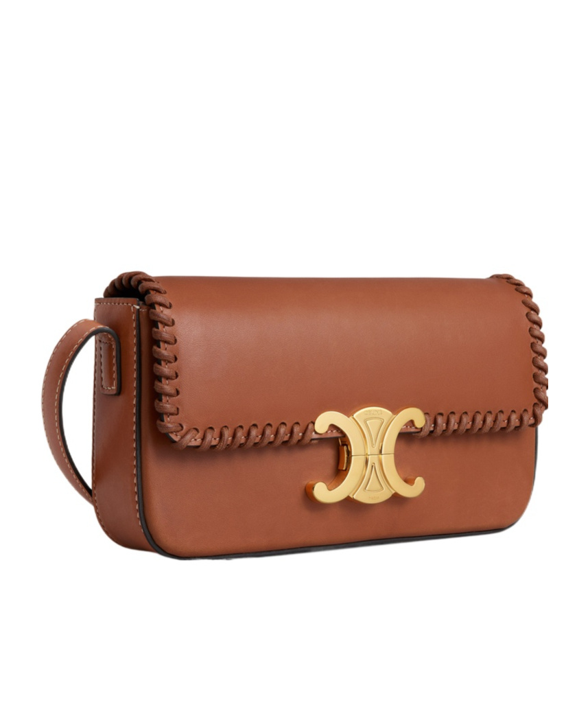 Celine Shoulder Bag Triomph Claude In Natural Calfskin In Brown