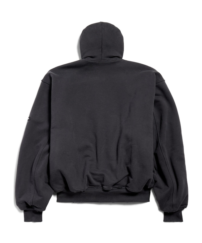 Balenciaga Hooded Pilot Jacket In Faded Black