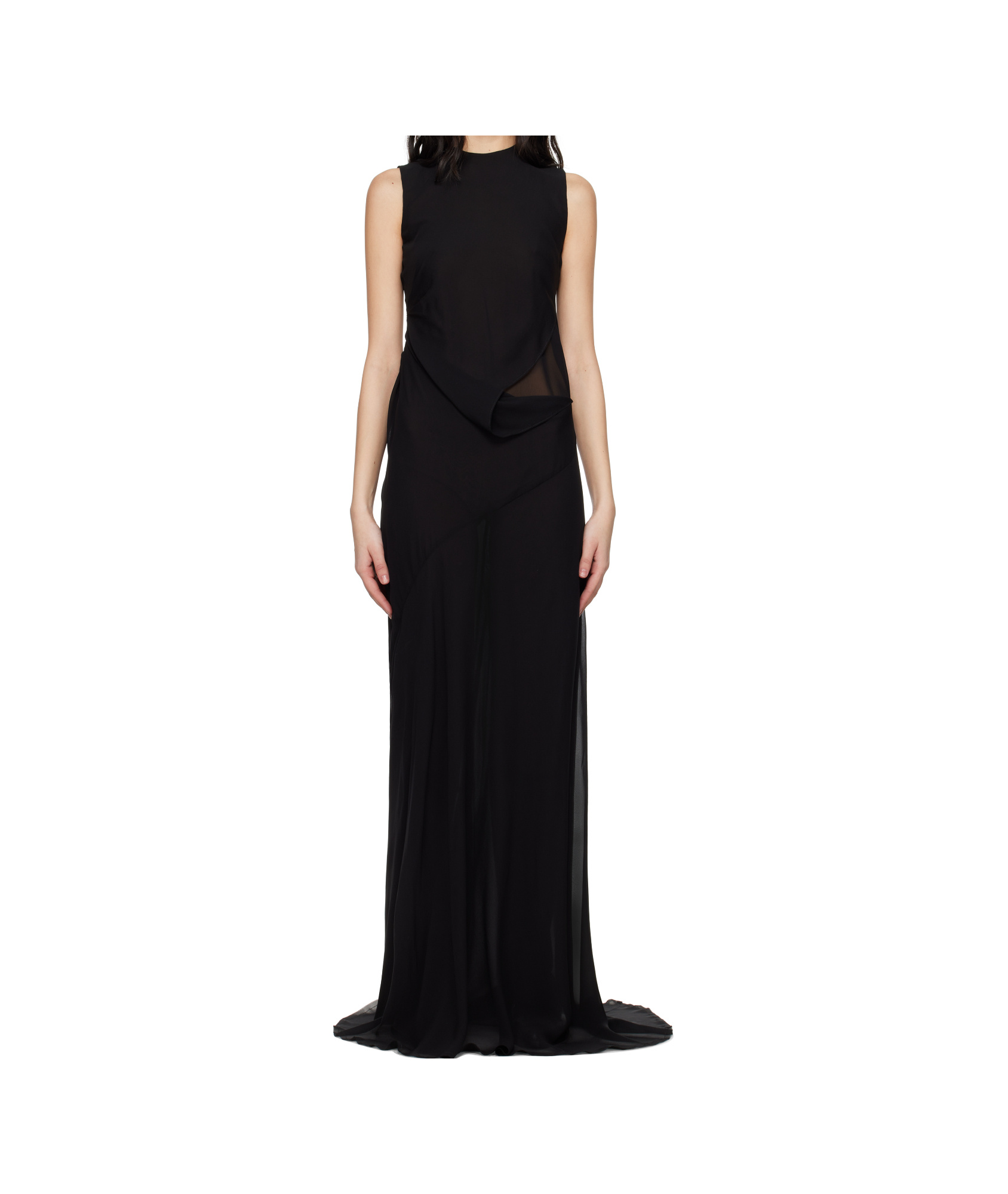 Ann Demeulemeester Black Leah Long Asymmetric Maxi Dress In Black