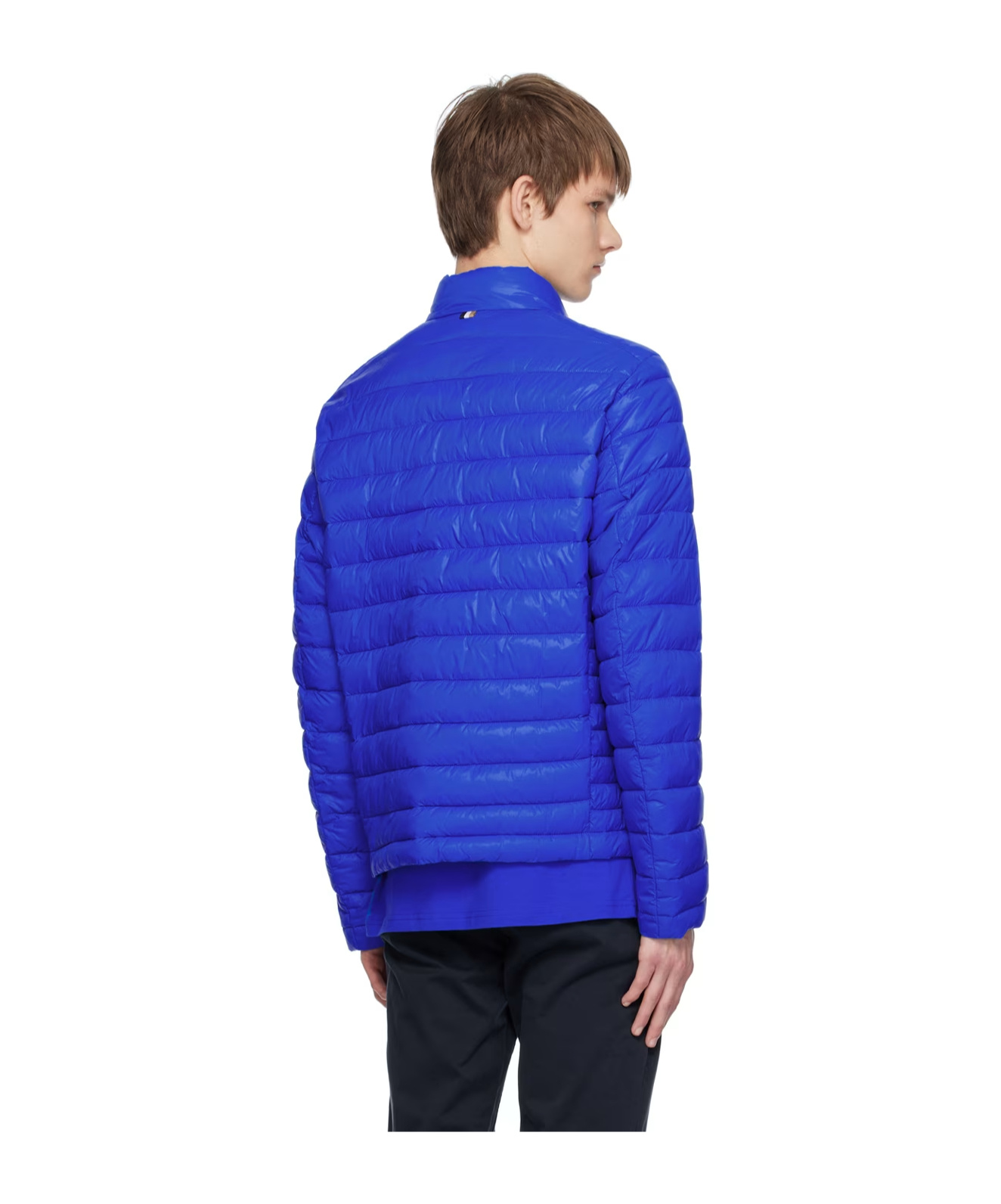 Hugo Boss Zipper Cotton Suit With Vertical Collar In Blue
