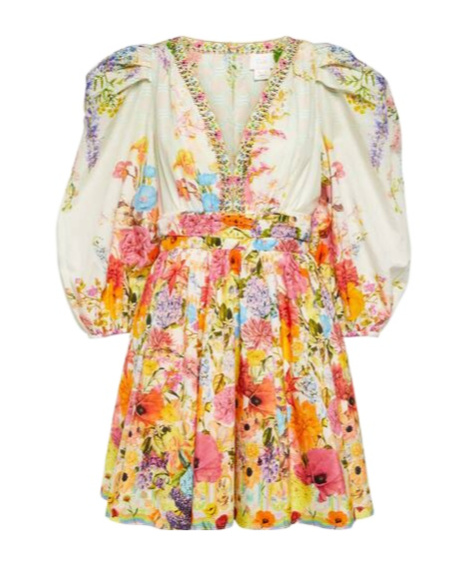 Camilla Sunlight Symphony Cotton And Silk Minidress In Multi