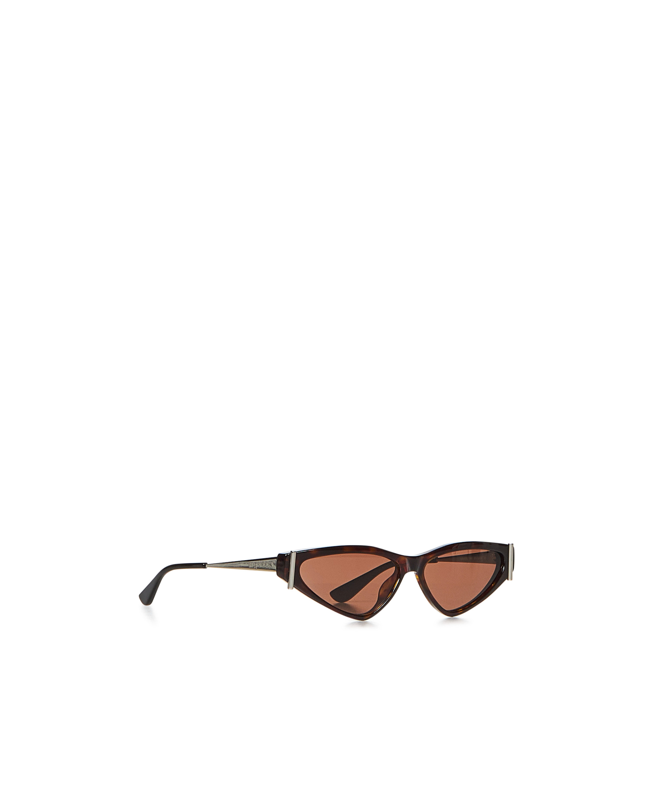 Alexander Mcqueen Havana Acetate Sunglasses With Metal Temples And T-buckle Detail In Brown