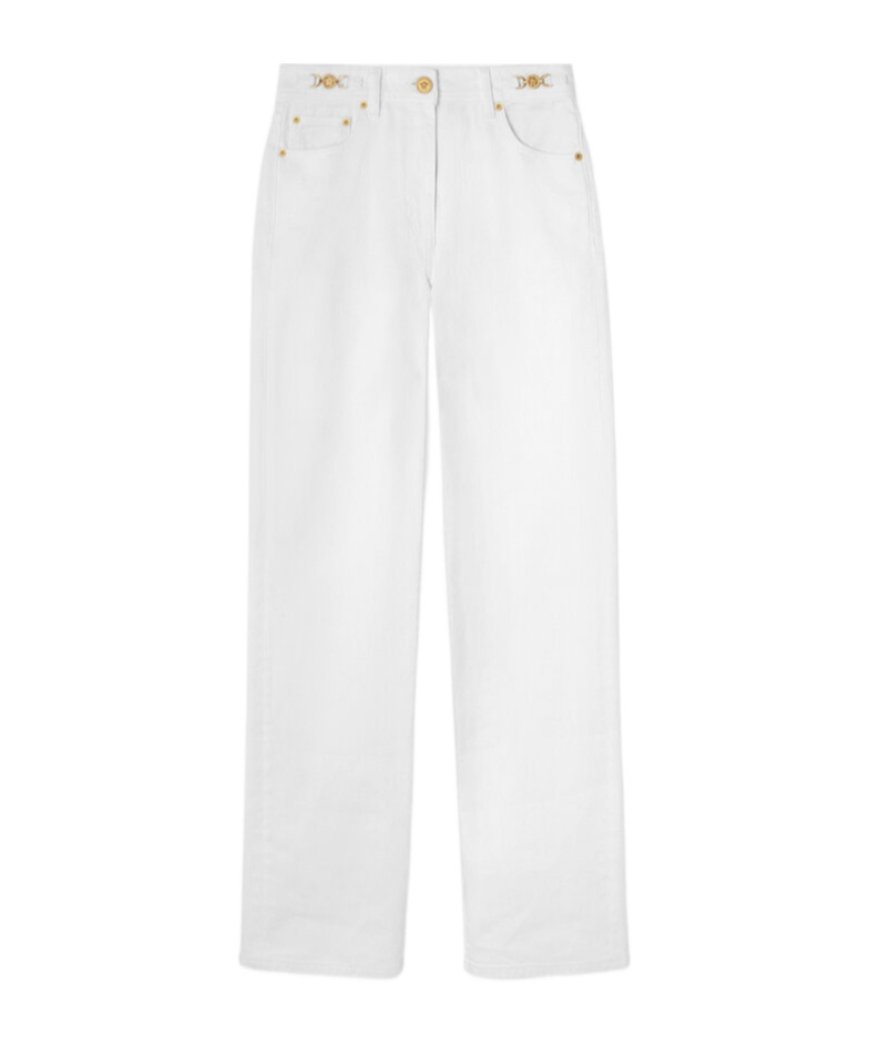 Versace Medusa '95 Logo-patch Straight-leg Jeans In White